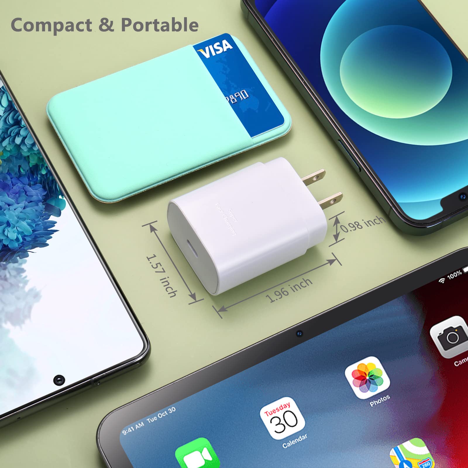 Usb C Charger Block, Costyle 25W Super Fast Charger Type C Charging Block Compatible Iphone 15/14/13 Pro/12 Mini/11 Pro Max/Xs/X