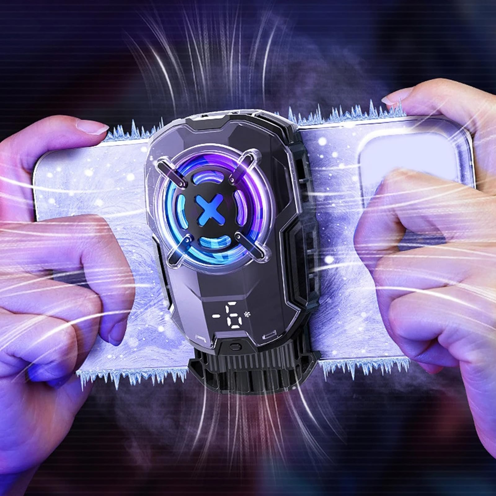 Phone Cooler 27W Cell Phone Fan Cooler Cellphone Radiator With Temperature Display/Intelligent Controls/3 Fan Speed For 2.83 3.6