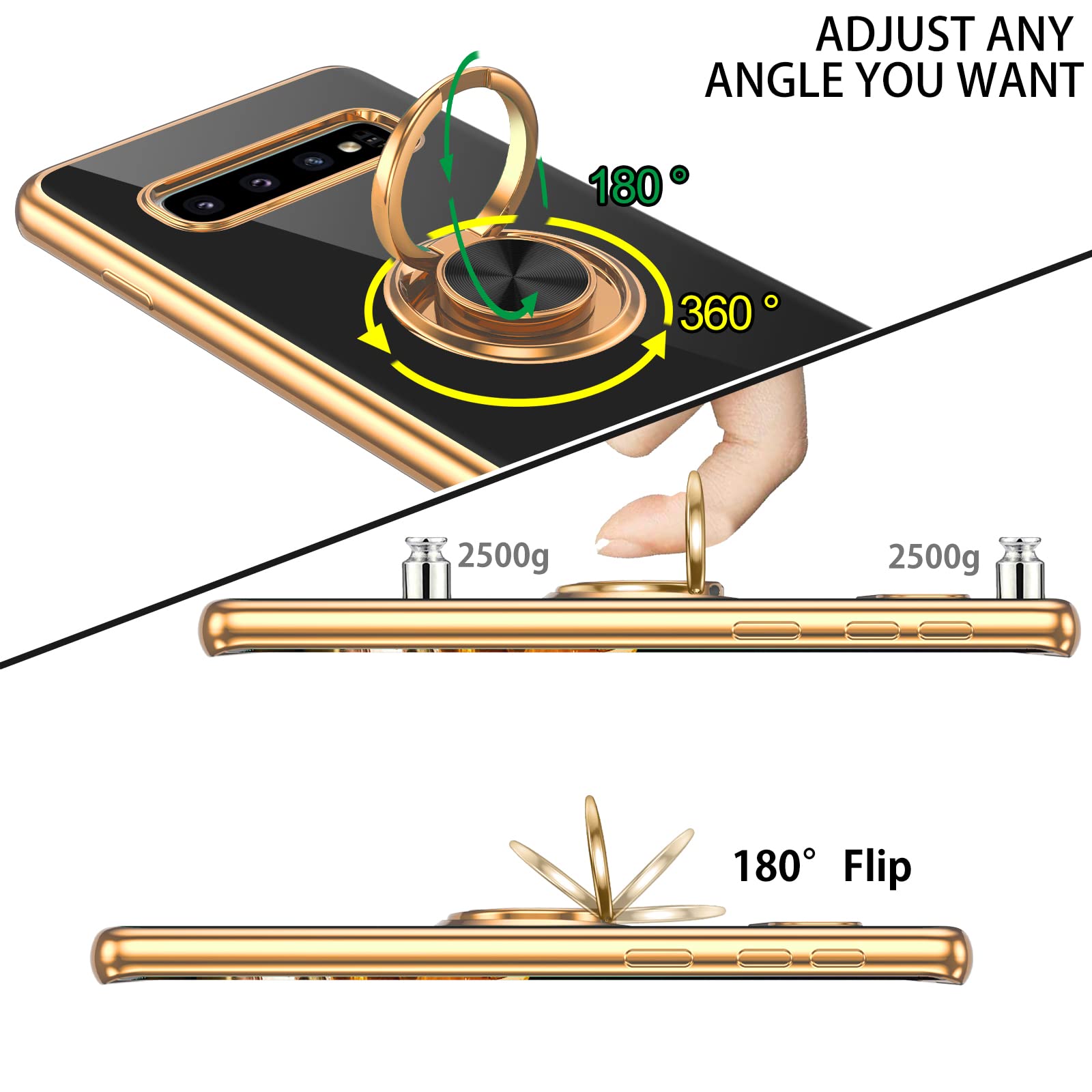 Duedue For Samsung Galaxy S10 Plus Case With Ring Holder Kickstand 360 Degree Rotation Magnetic Car Finger Soft Tpu Slim Cover S