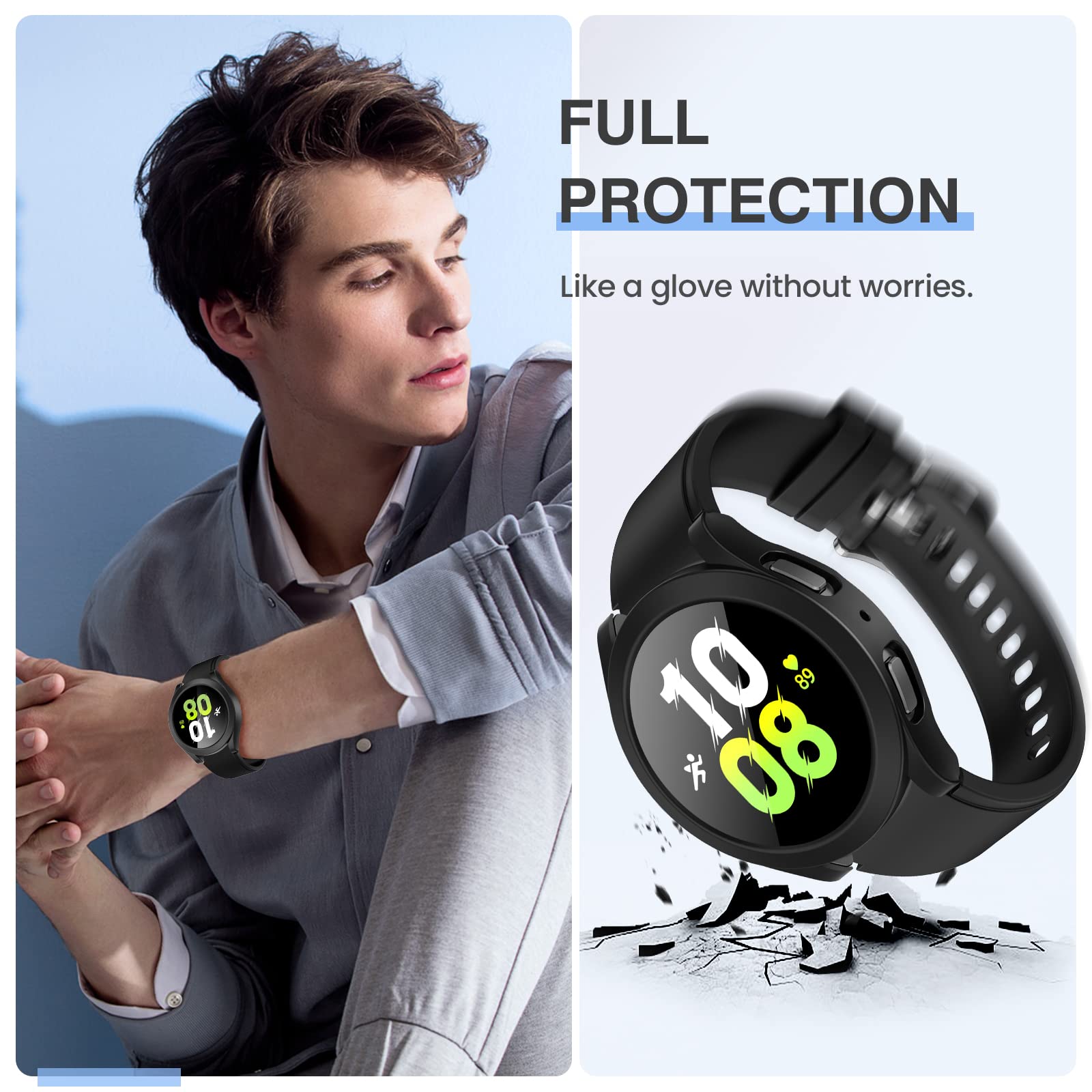 Tensea [2Pack] For Samsung Galaxy Watch Fe 2024/5 2022/4 2021 Screen Protector Case 40Mm Accessories, Protective Face Cover For