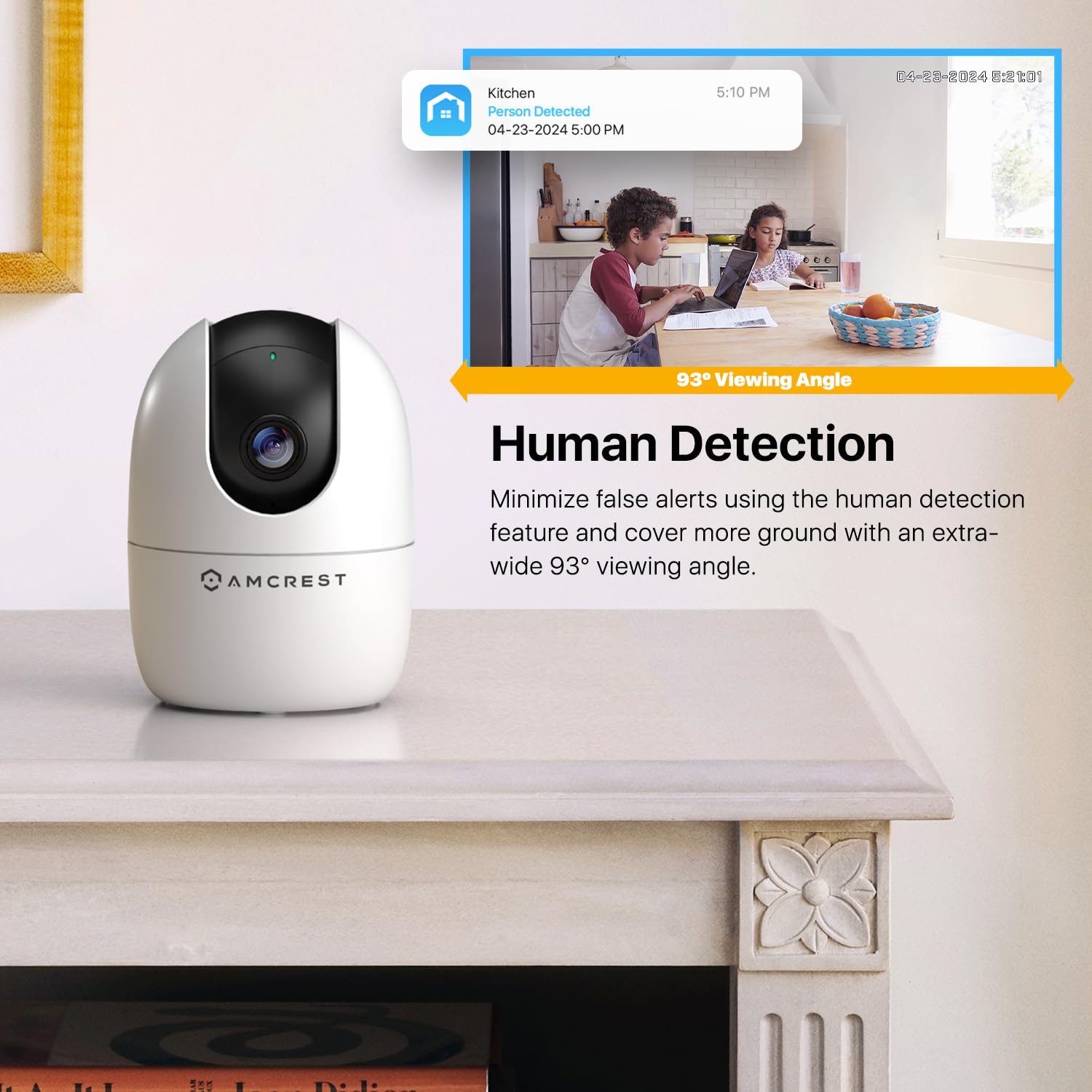 Amcrest 1080P Wifi Camera Indoor, Nanny Cam, Dog Camera, Sound & Baby Monitor, Human & Pet Detection, Motion Tracking, Phone App