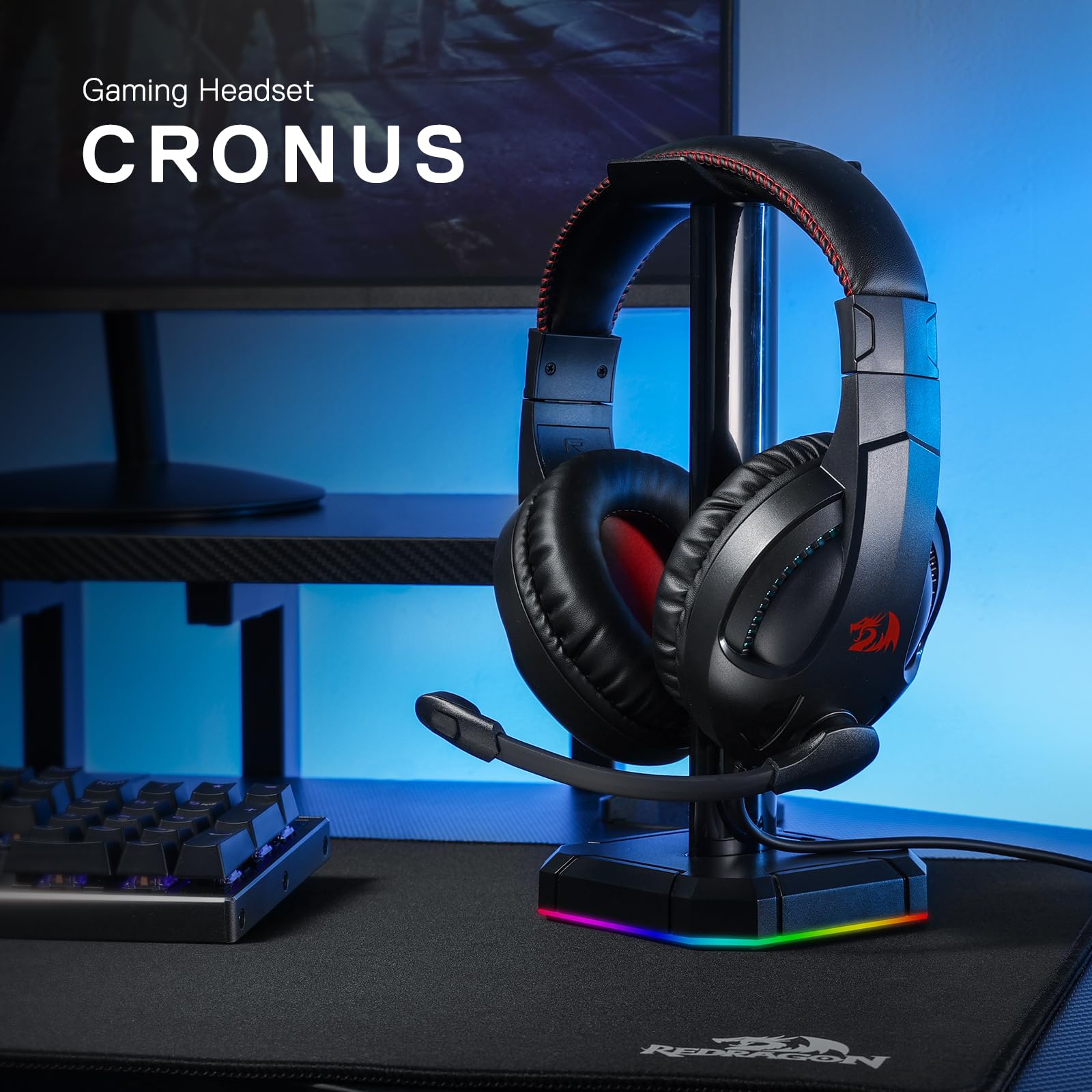 Redragon H211 Cronus Black Wired Gaming Headset, Stereo Surround Sound, Noise Canceling Microphone, Dynamic Rgb Backlight, 40 Mm