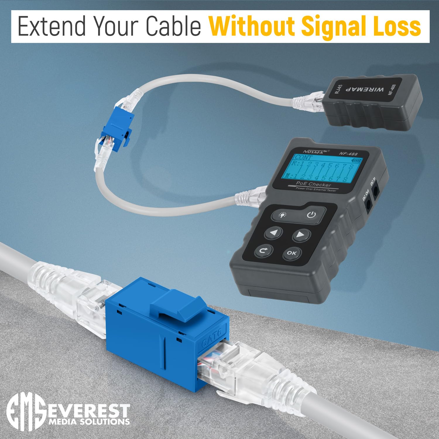 Everest Media Solutions Rj45 Cat6 Keystone Coupler In Blue   24 Pack   Female To Female Ethernet Keystone Jack For Standard Wall