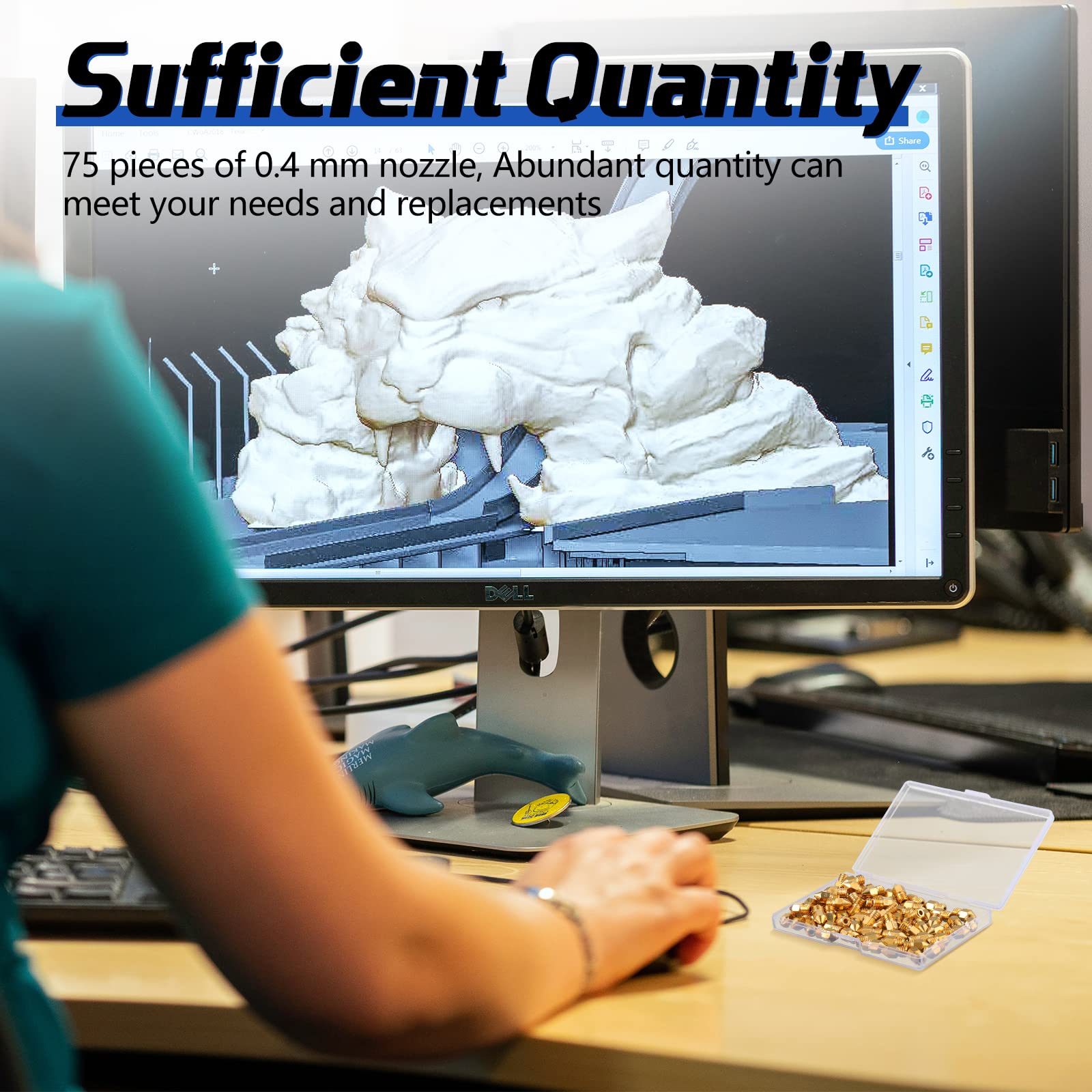 75 Pieces 0.4 Mm Mk8 3D Printer Brass Extruder Nozzles Hardened 3D Printer Tips Compatible With Makerbot, Creality Cr 10, Ender