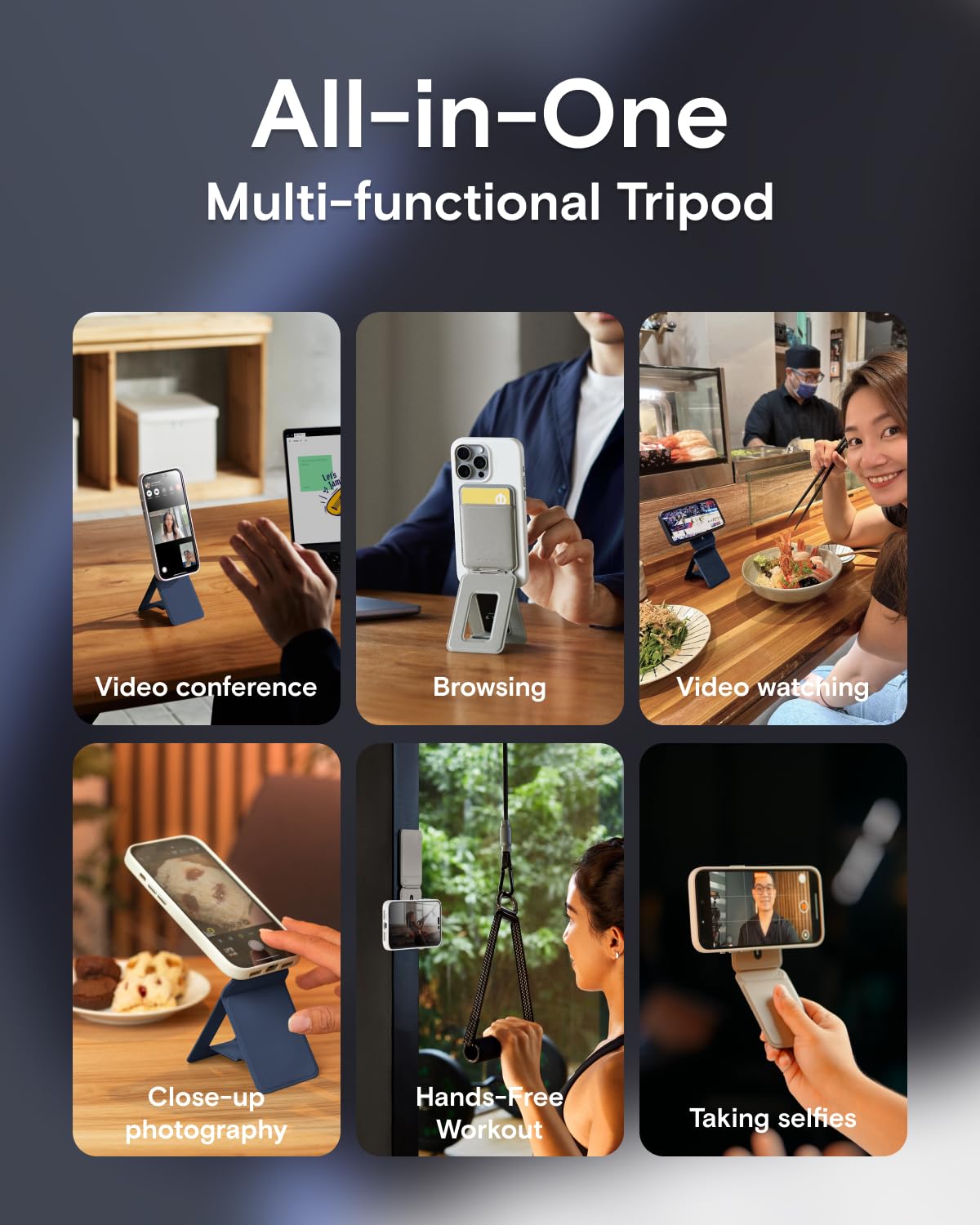 Moft Phone Tripod Wallet For Iphone, Mulit-Angles, Lightweight & Portable Phone Stand, Movas Vegan Leather Magnetic Wallet, Stro