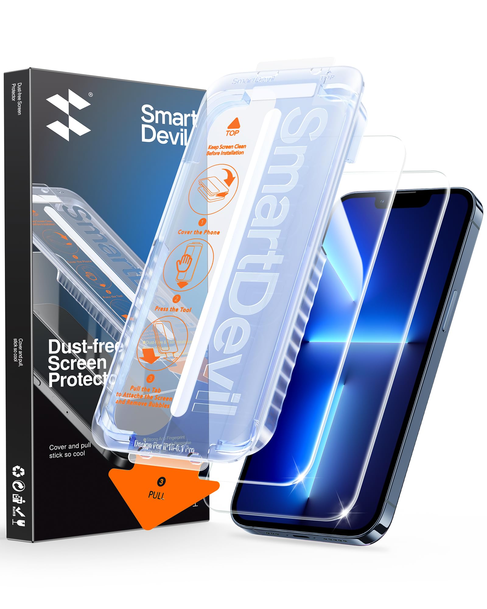 SMARTDEVIL 2 Pack for iPhone 13 Pro Max/iPhone 14 Plus Screen Protector, 9H Hardness Military Grade Shatterproof, HD Clear Tempe
