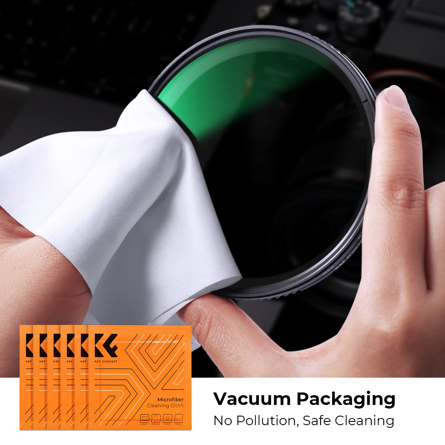 K&F Concept 9 In 1 Camera Lens Cleaning Kit For Dslr Camera Lens Filter Cell Phones With Air Blowing, Vacuum Cleaning Cloth*6, 1