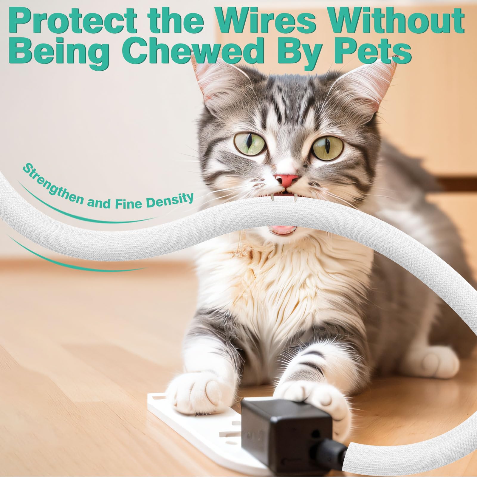 UOMTFAI Pet Cord Protector Flexible Cable Sleeve PET White 10ft 1inch