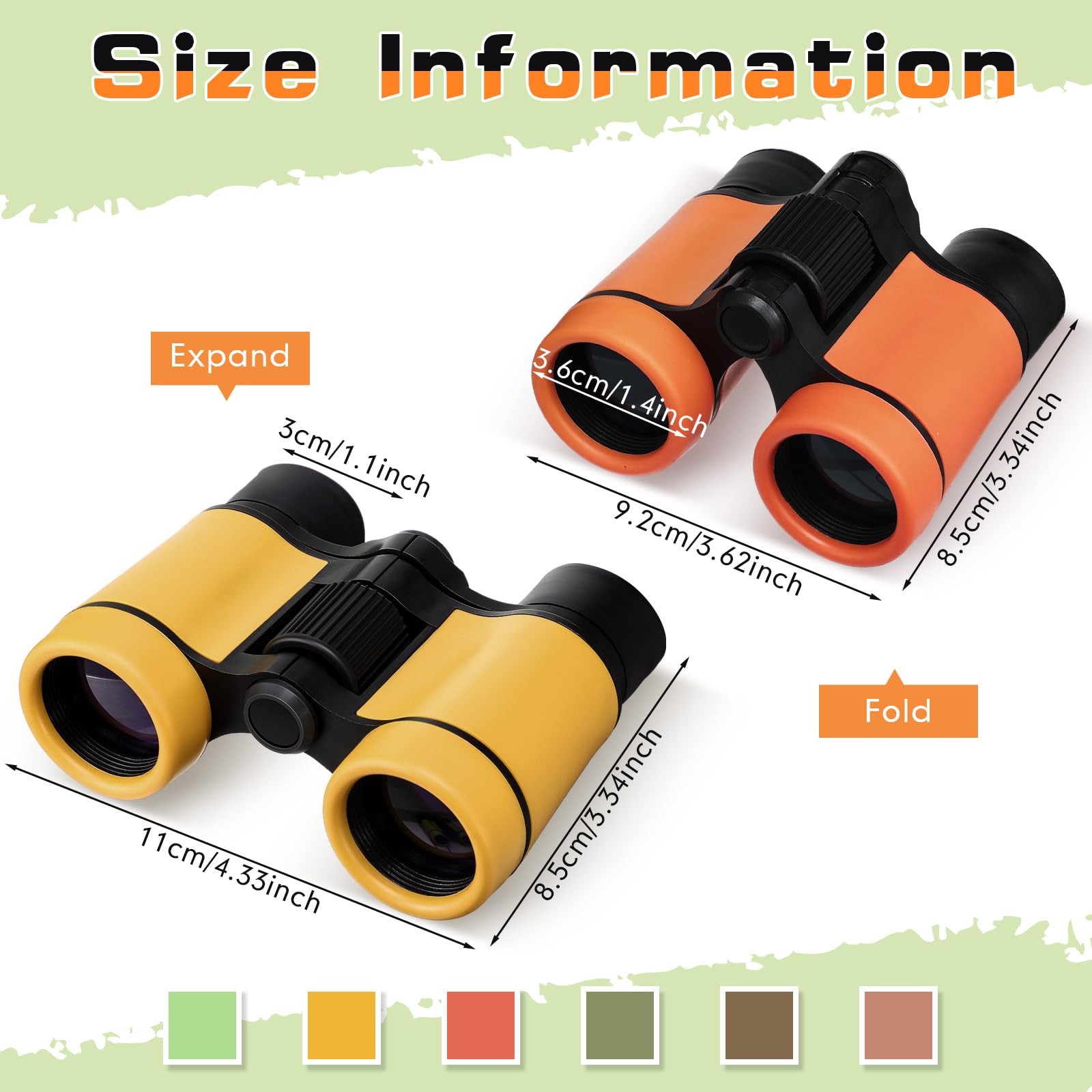 Foilswirl 6 Pack Kid Binoculars Shockproof Mini Compact Binoculars Toys For Boys Girls Small Folding Telescope For Bird Watching