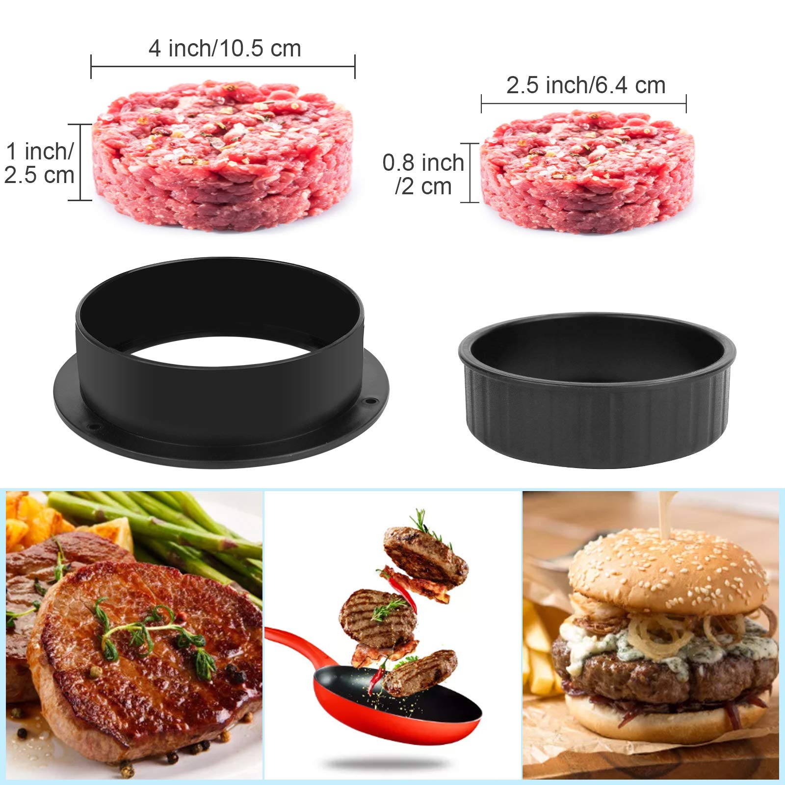 3 In 1 Stuffed Burger Press Patty Maker Rings Molds Kit, Non Stick Stuffer Hamburger Press Patty Maker   With 100 Pcs Wax Hambur