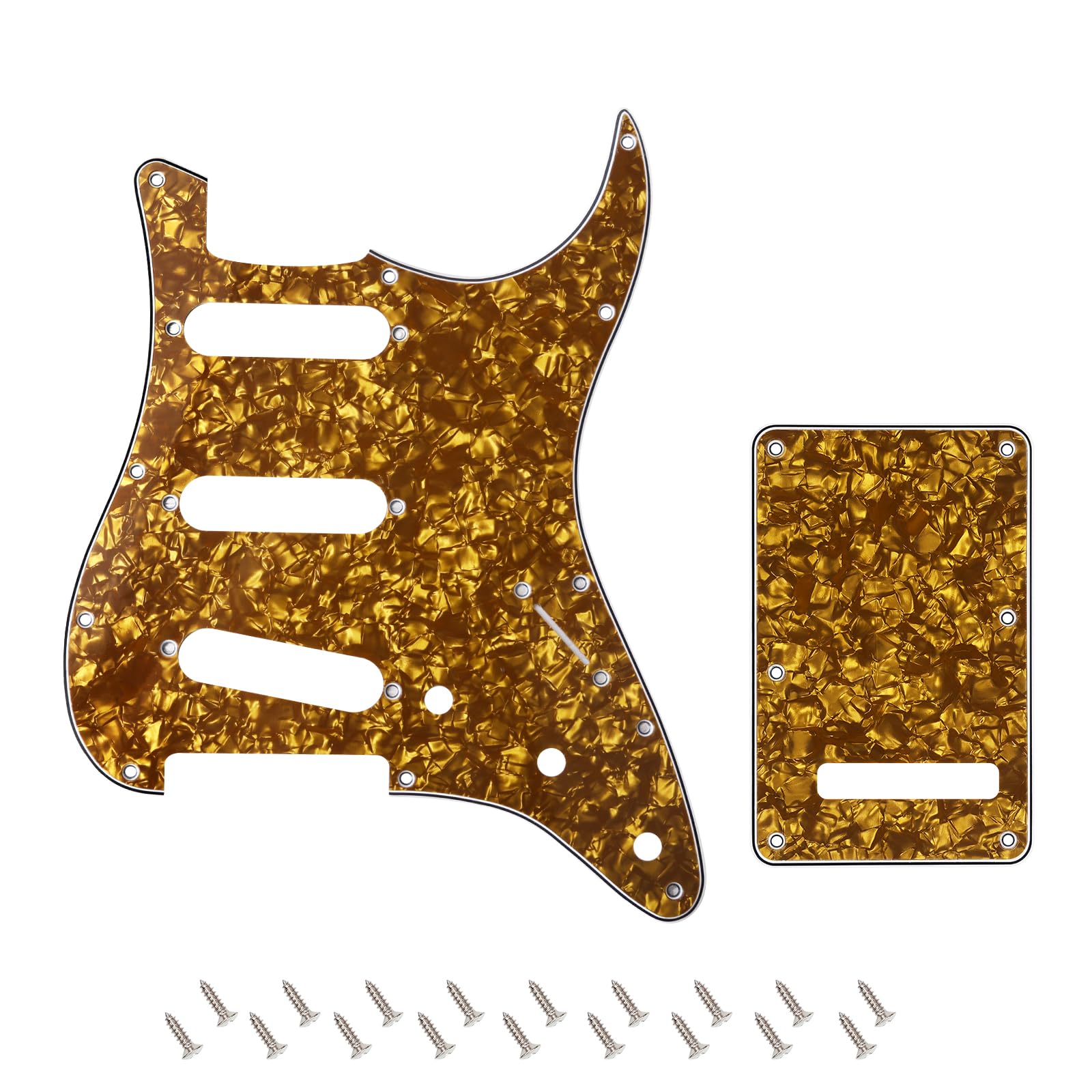 Banworks 4 Ply Strat SSS Pickguard 11-Hole Pickguard Scratch Plate with Backplate 6-Hole Trem Tremolo Cover Set for USA/Mexican 