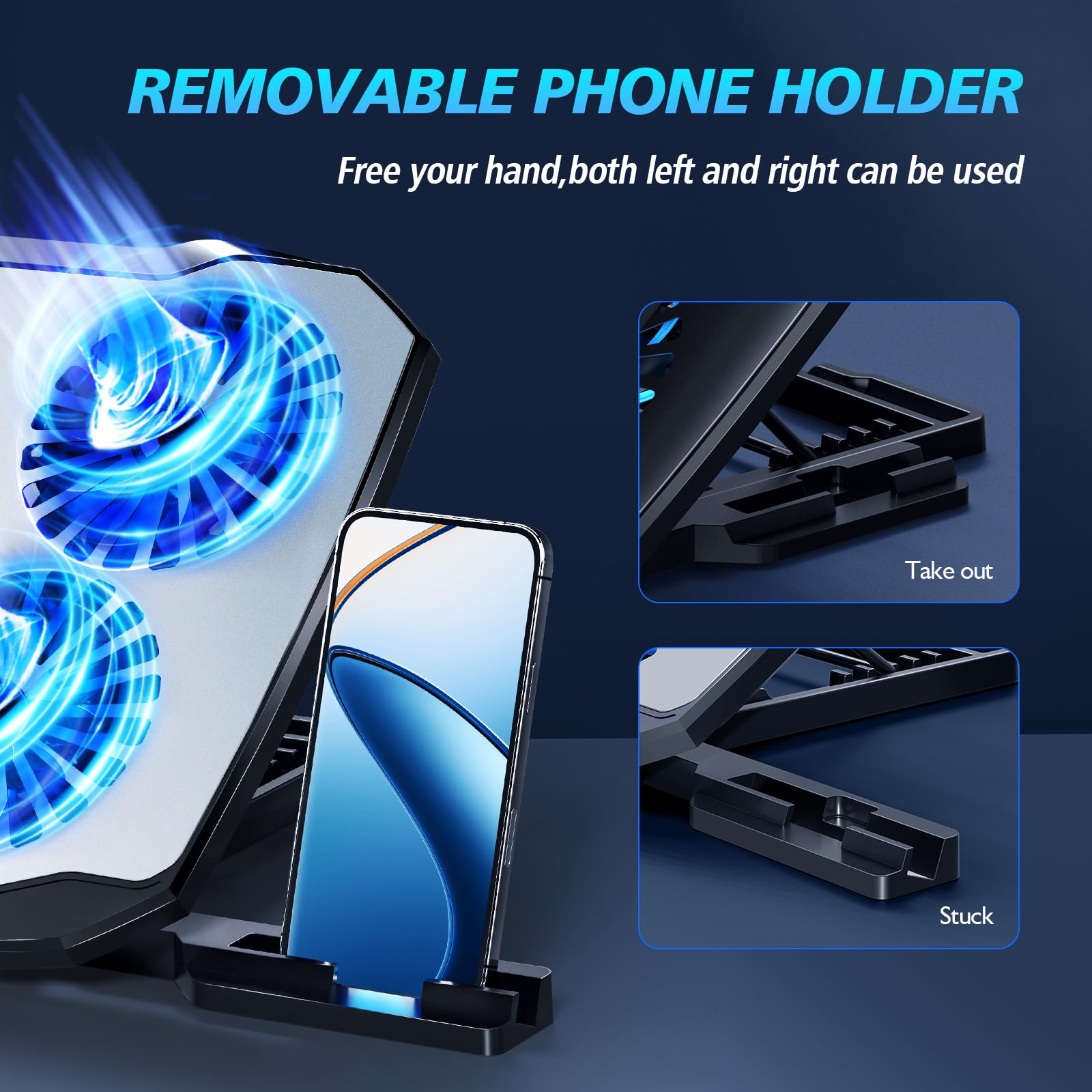 Aimiuzi Laptop Cooling Pad,Gaming Laptop Cooler With 5 Quiet Fans For 12 15.6 Inch,Laptop Cooling Stand With 5 Height Adjustable