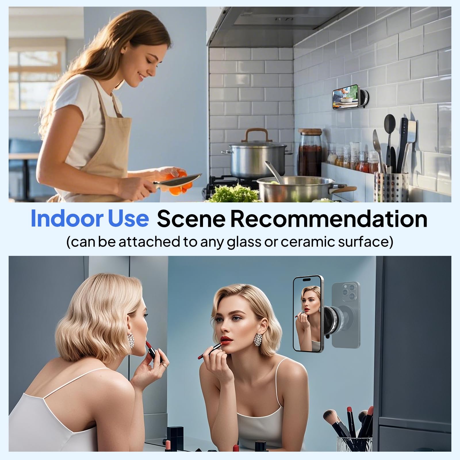 Vacuum Suction Magnetic Phone Holders For Your Car, 360 Adjustable Car Phone Holder, Suction Cup Car Phone Mount (Black)