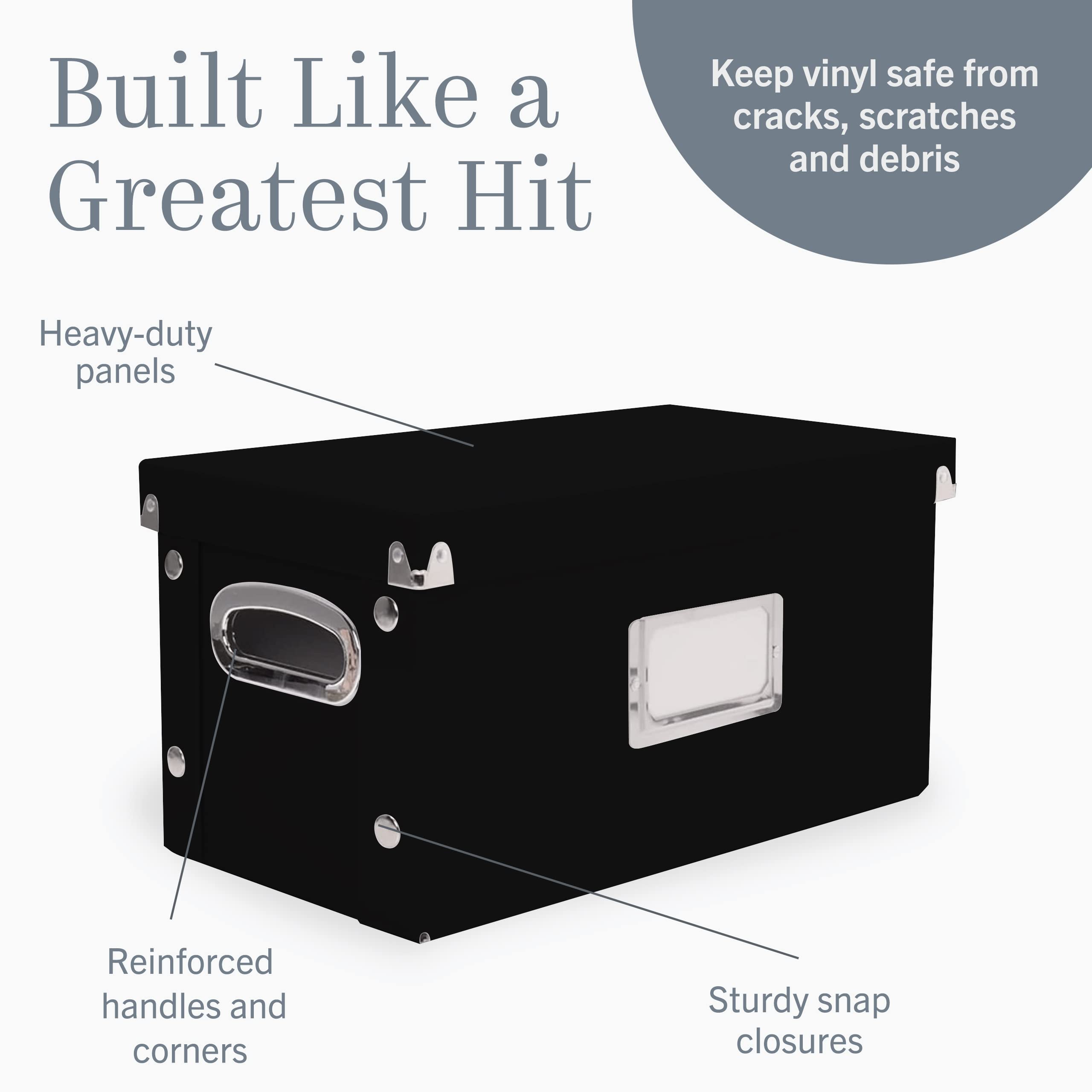 Snap N Store Vinyl Record Storage Box   7''/45 Rpm   2 Pack  Crate Holds Up To 75 Vinyl Albums   Black