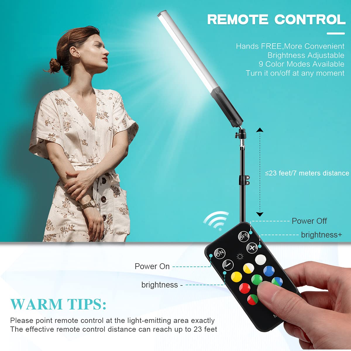 Hagibis Rgb Handheld Photography Light Led Video Light Wand 9 Colors,With Built In Rechargable Battery And Remote Control,1000 L