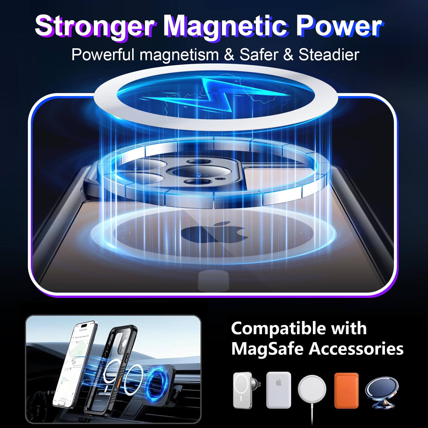 Temdan Compatible With Iphone 16 Pro Max Case Waterproof, Compatible With Magsafe Built In Screen & Camera Protector Ip68 Underw