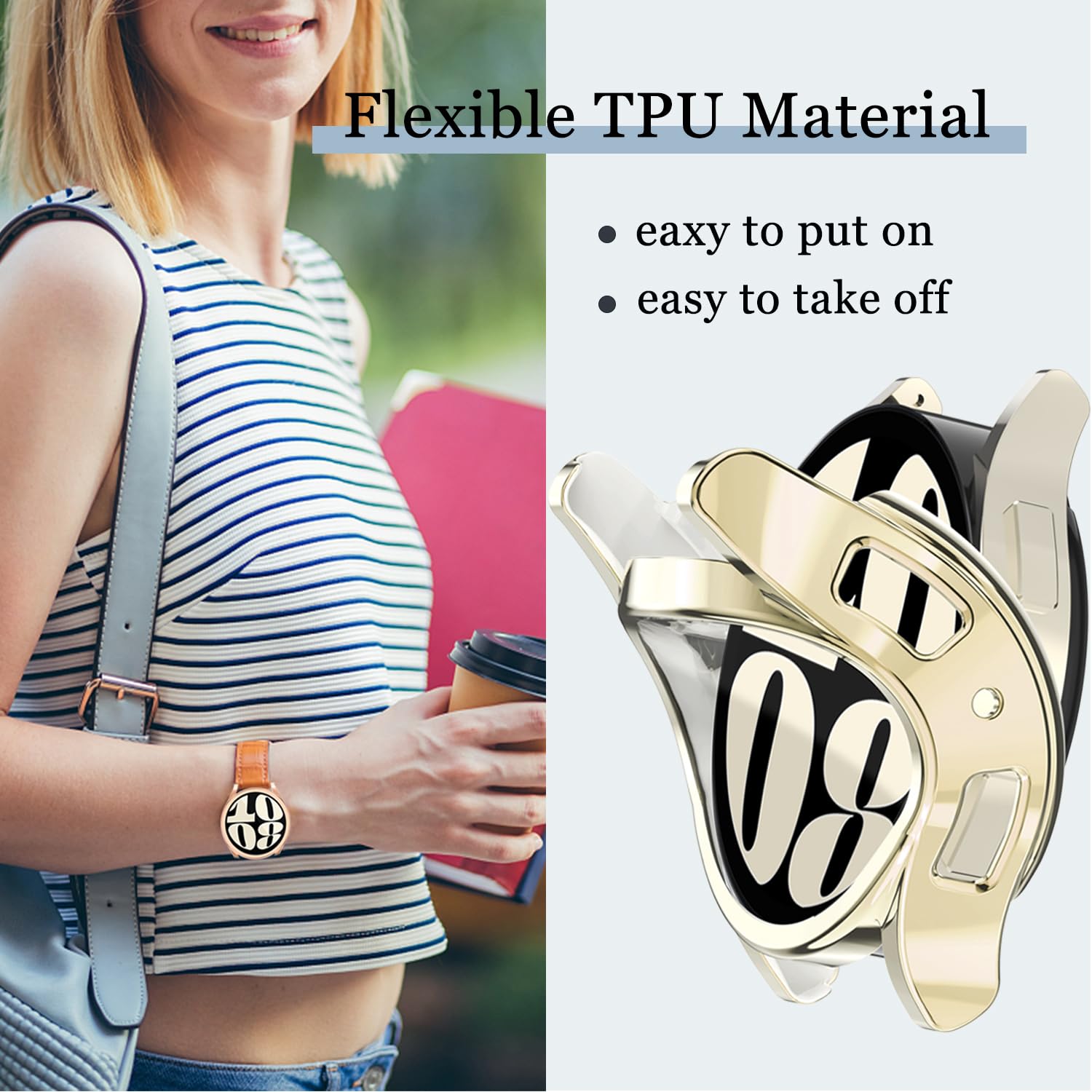 Richone [16Pack] Watch Screen Protector Compatible With Samsung Galaxy Watch 6 44Mm, Soft Tpu Bumper Cases Full Anti Golpes Prot