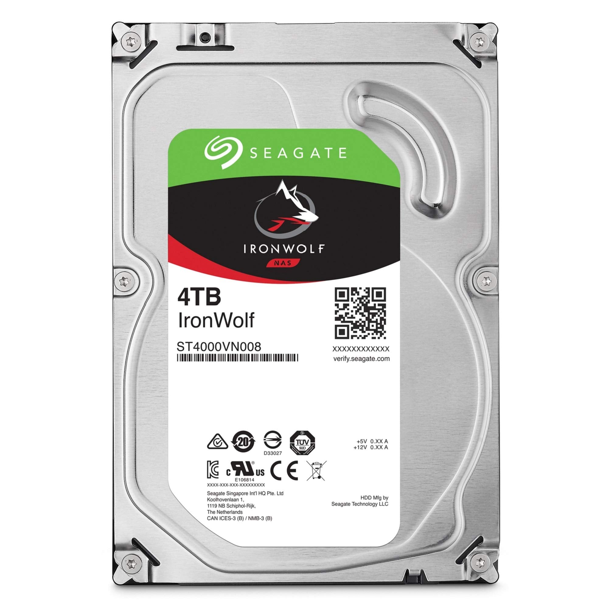 Seagate IronWolf 4TB NAS Internal Hard Drive HDD � CMR 3.5 Inch SATA 6Gb/s 5900 RPM 64MB Cache for RAID Network Attached Storage � Frustration Free Packaging (ST4000VNZ08)
