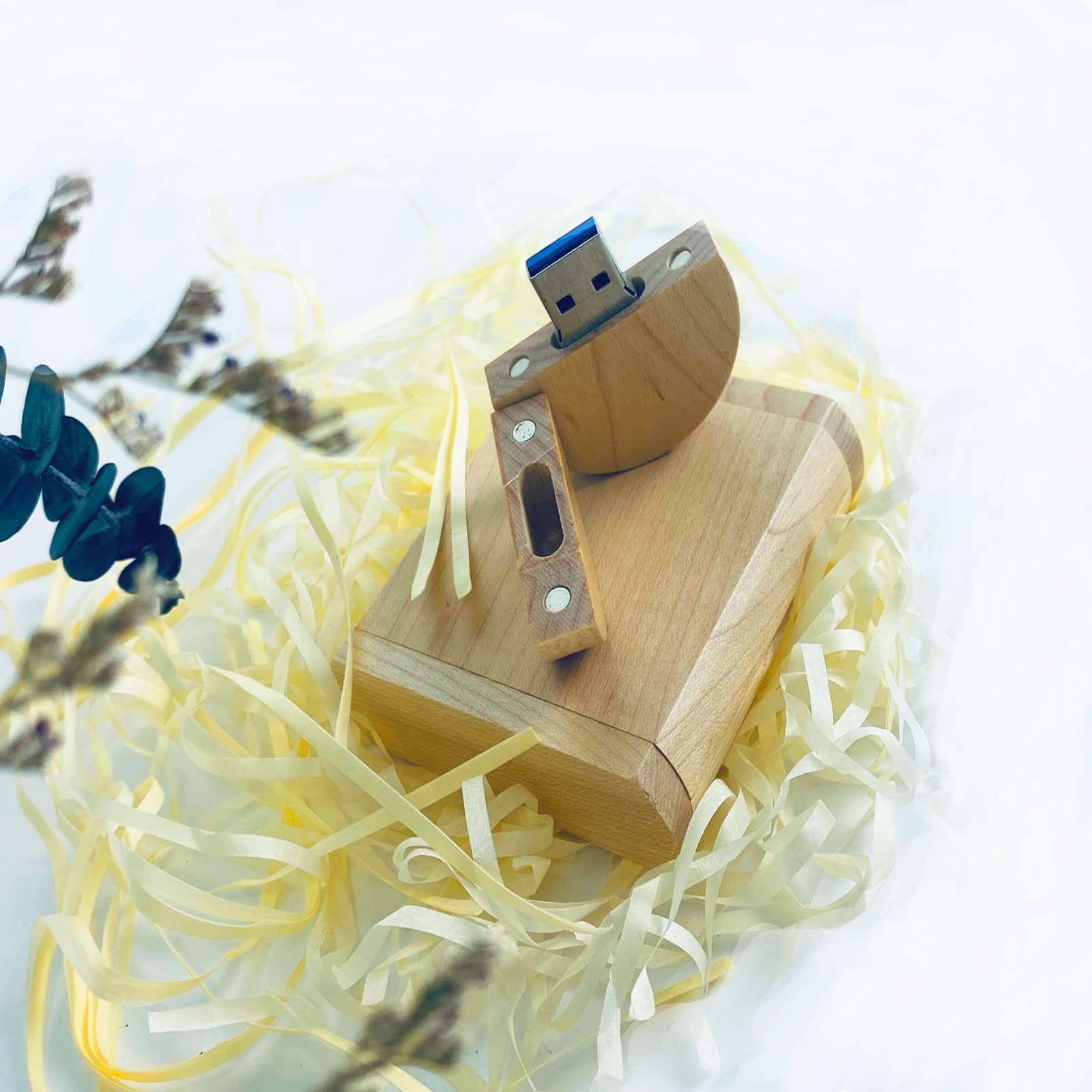 Round Shape Wood Usb Flash Drive With Gift Box Tatmohik 64Gb Usb 3.0 Wedding Usb Memory For Storing Photos Maple Wooden Thumb Dr