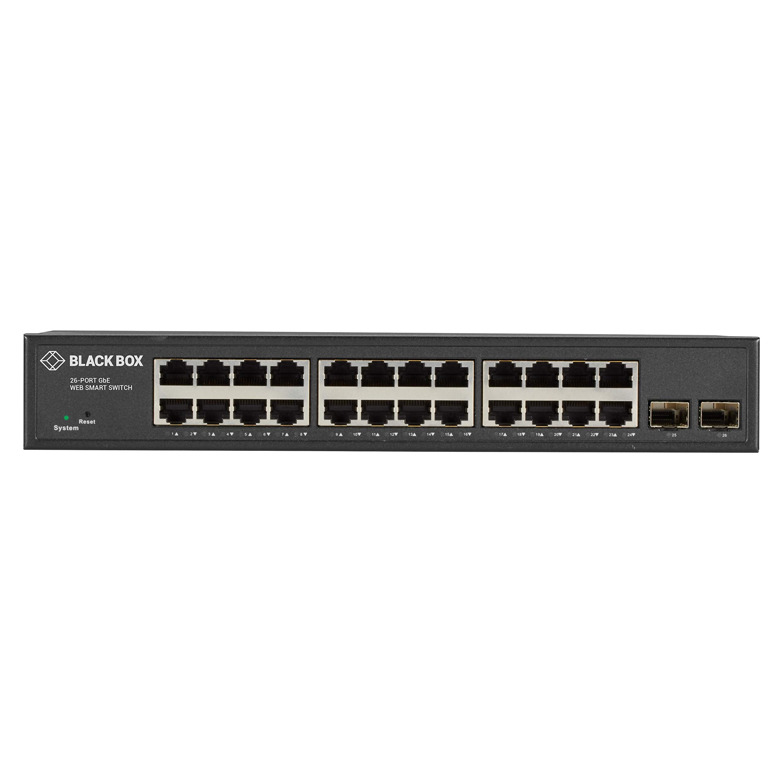 Black Box Gigabit Ethernet Managed Switch - (24) Rj-45, (2) Sfp - 24 Ports - Manageable - Taa Compliant - 2 Layer Supported - Mo