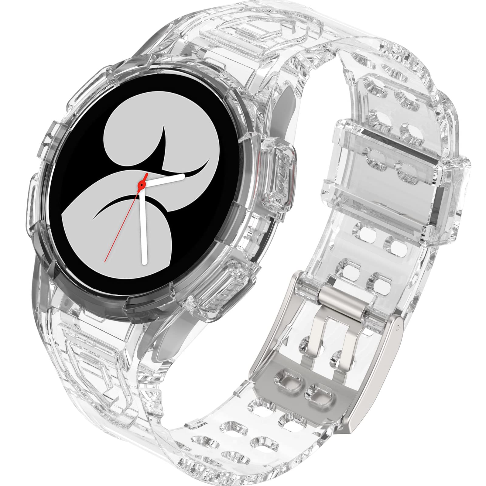 Ninki Compatible Galaxy Watch 6 Band With Case Clear Galaxy Watch 5 4 Band 40Mm, Full Protective Sport Samsung Watch 6 40Mm Band