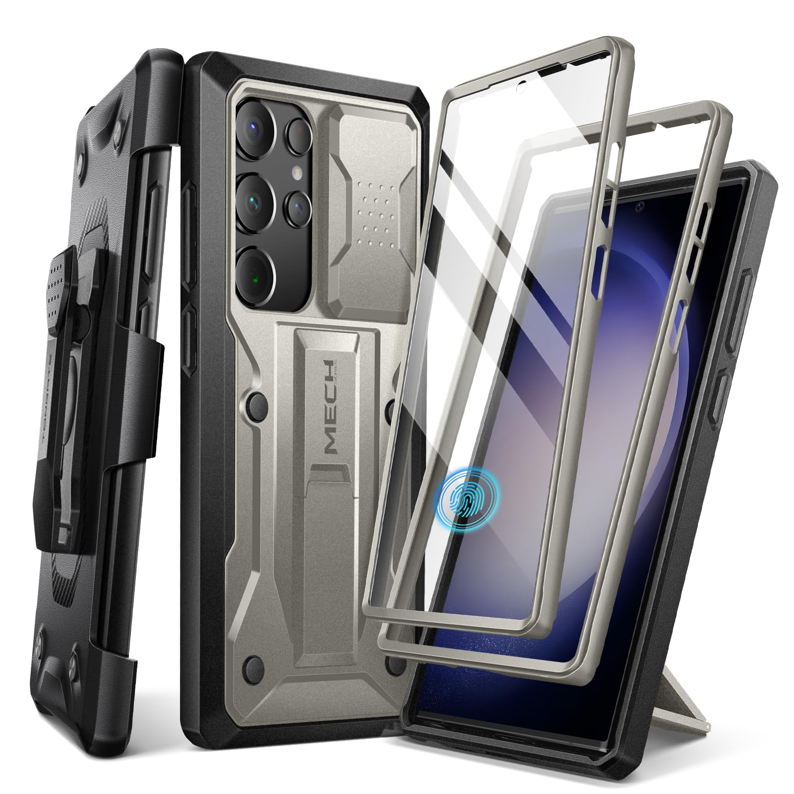 Tongate For Samsung Galaxy S23 Ultra Case, [Bulit In Slide Camera Cover & Screen Protector] [2 Front Frame] Military Shockproof