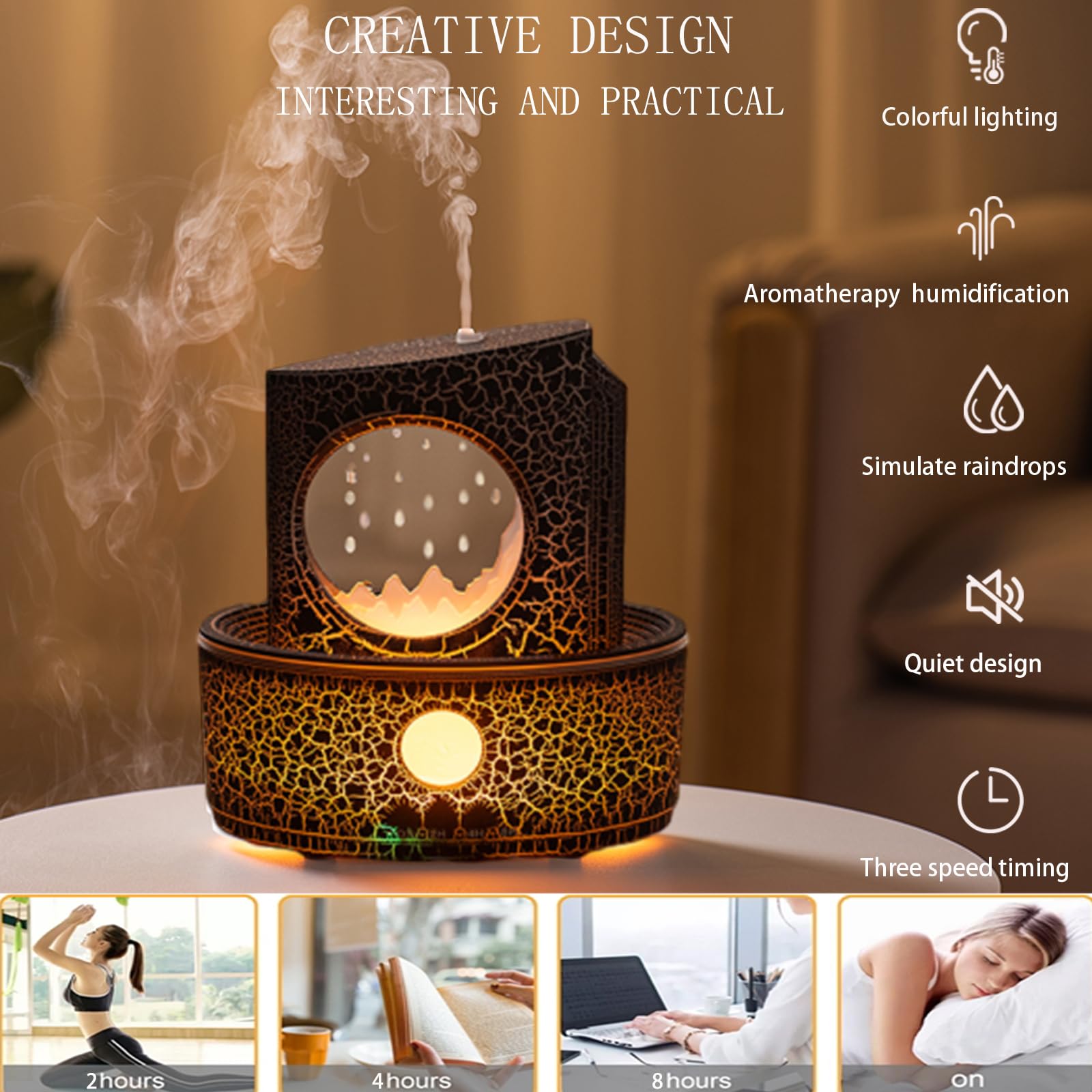 Aromatherapy Humidifier For Sleep Relaxation, Raindrop Humidifiers,Aromatherapy Diffuser With 3 Led Color Changing Lights And Au