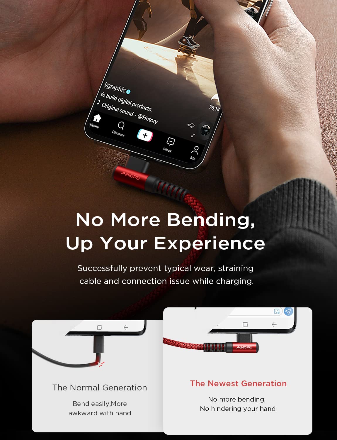 Ainope Usb C To Usb C Cable 60W 2 Pack 6.6Ft Type C To Type C Fast Charging Cable Charger Right Angle Compatible With Samsung S2