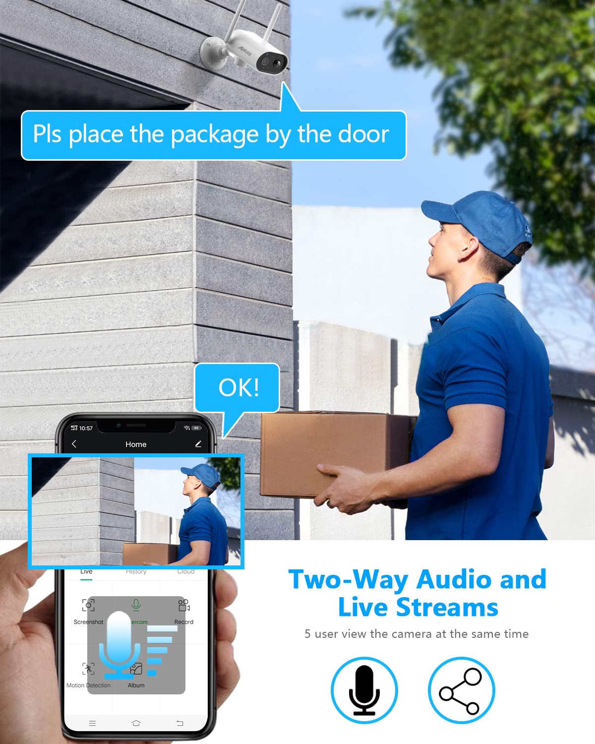 Anran Security Cameras Wireless Outdoor With Pr 180   , 2K Solar Security Camera Outdoor With Solar Panel, Pir Human Detection,