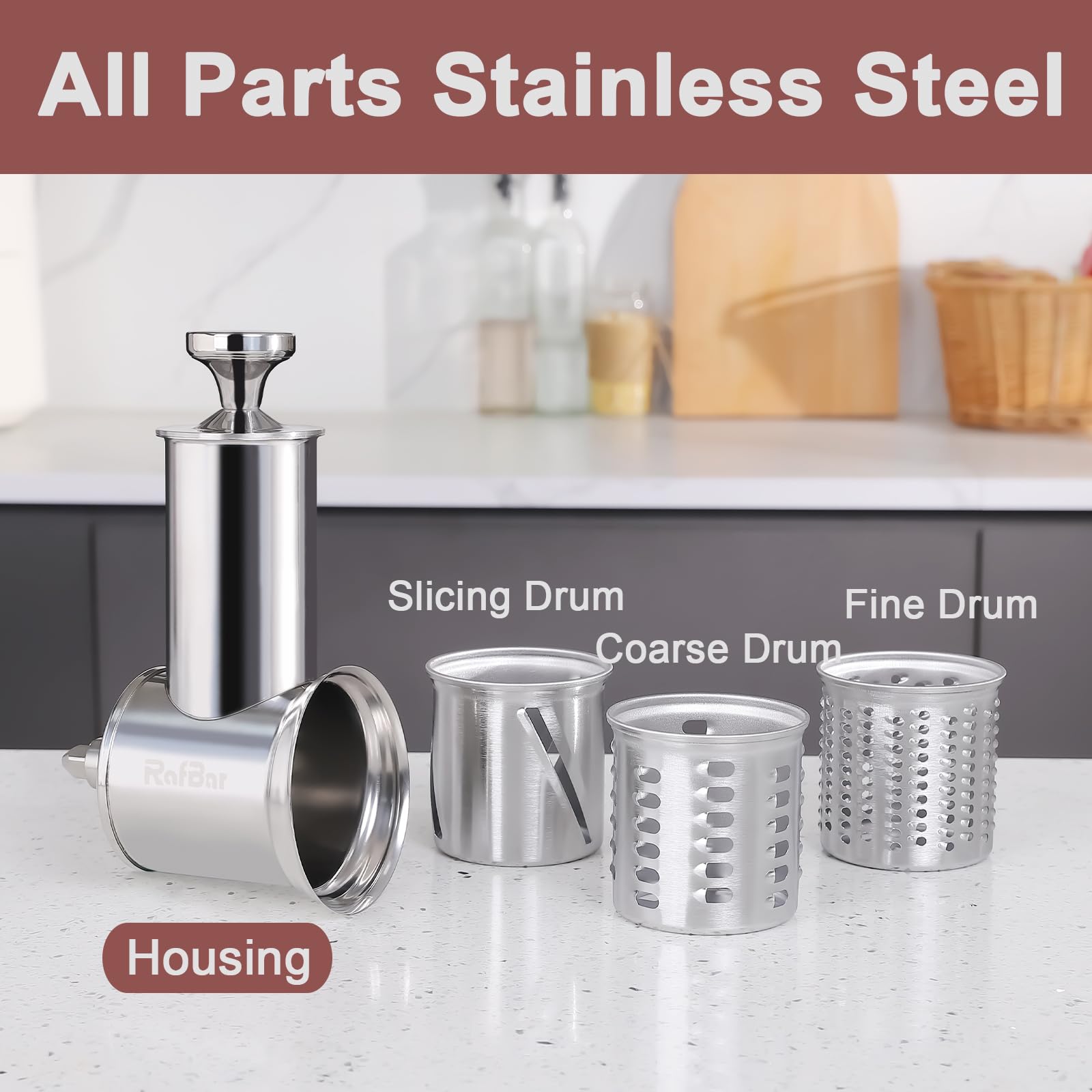 Stainless Steel Slicer Shredder Attachments For Kitchenaid Stand Mixers, Dishwasher Safe, Large Vegetable Cheese Grater Slicer A