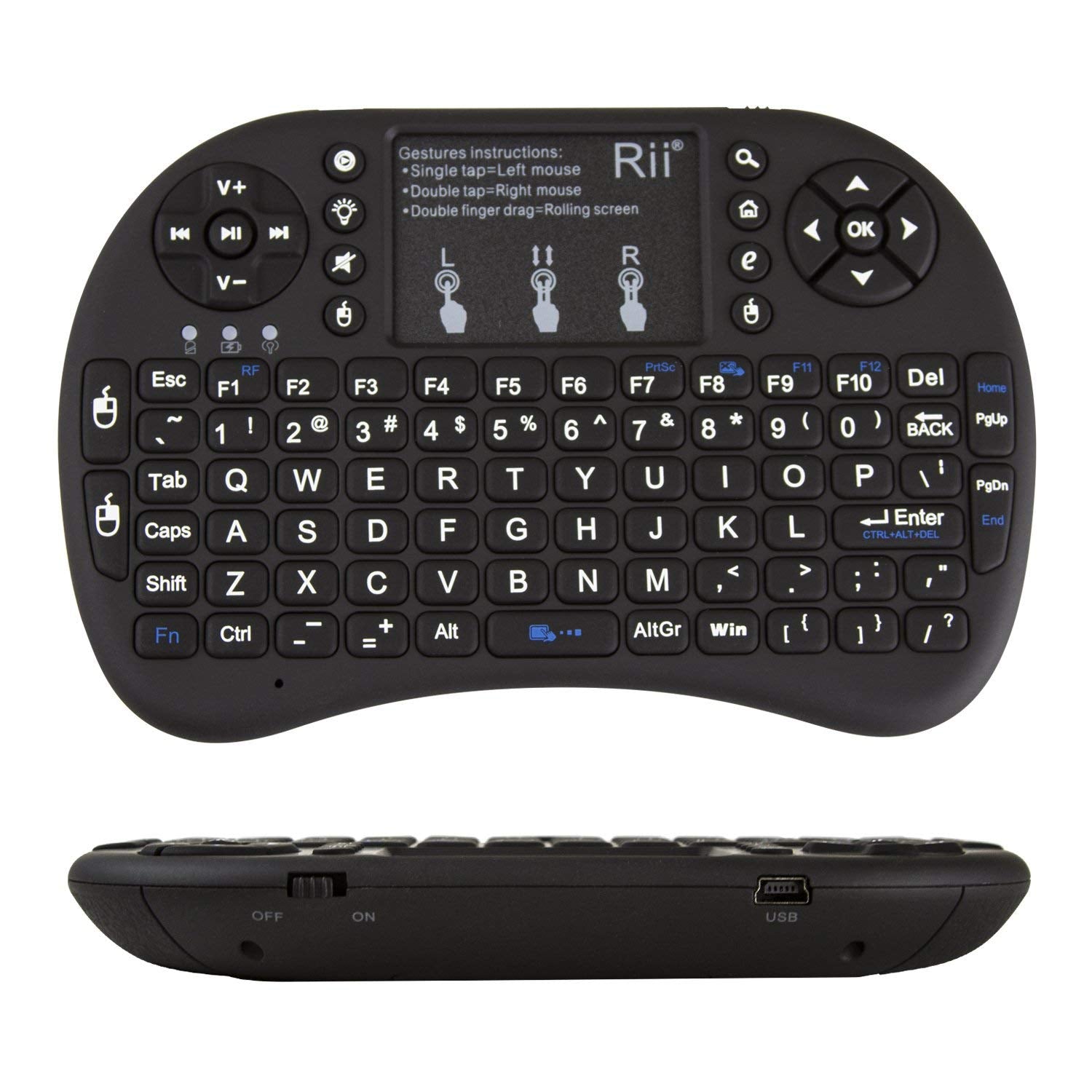 (Upgraded)Rii 2.4Ghz Mini Wireless Keyboard With Touchpad,Qwerty,Led Backlit,Portable Keyboard For Laptop/Pc/Tablets/Windows/Mac