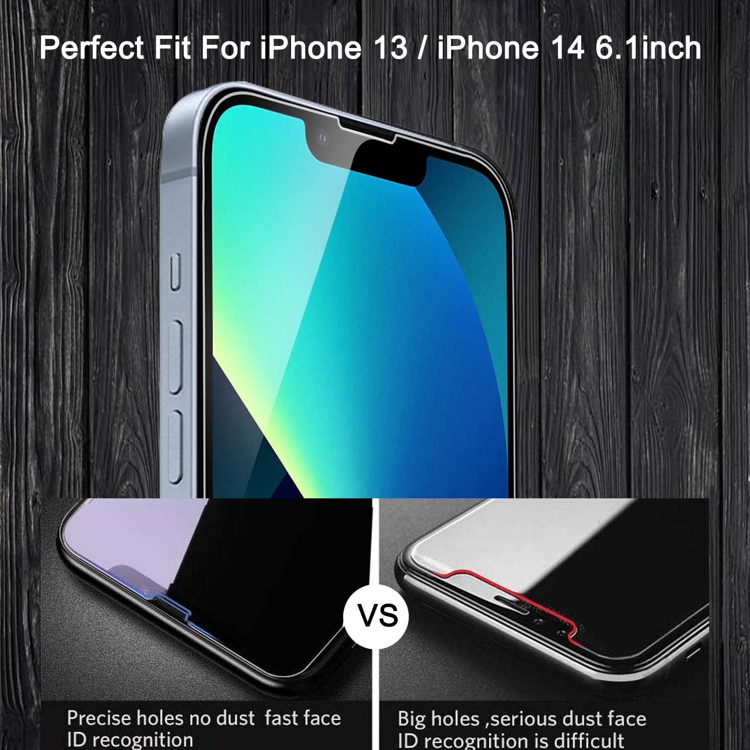 [ 2+2 +2 ] 2 Front + 2 Back For Iphone 13 Glass Screen Protector Hd Clear +2 Glass Camera Lens Protector For Iphone 13 (6.1'') W