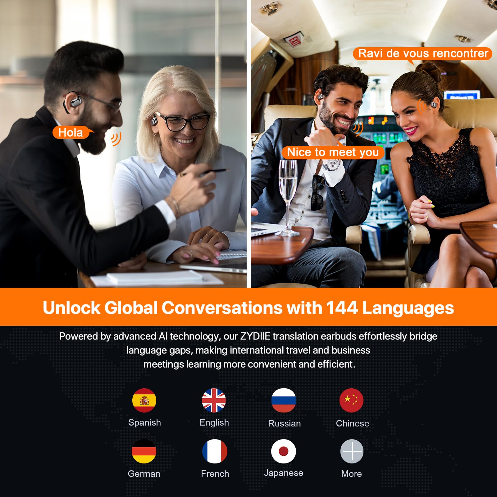 Ai Translation Earbuds Real Time For Iphone And Android, 144 Language Translator Earbuds 3-In-1 Translating Headphones Audifonos