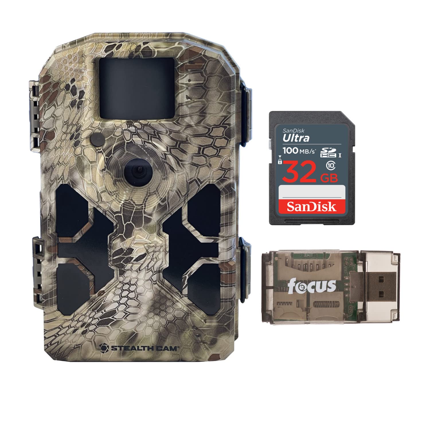 Stealth Cam 2020 G42Ng 24Mp Trail Camera And Memory Card Bundle. No Glow Flash, 100 Ft. Ir Range, Kryptek Camo (3 Items)