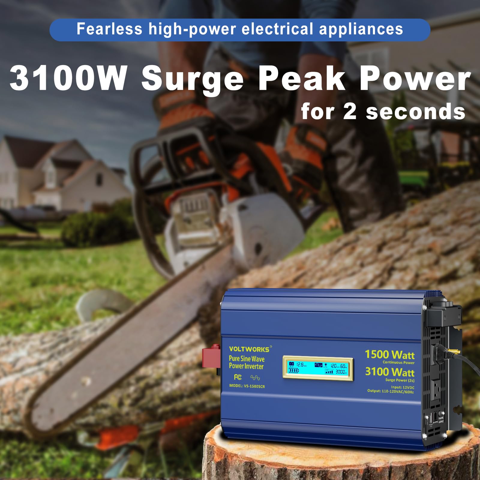 Pure Sine Wave Inverter 1500 Watt 12V To 110V 120V Ac Surge Peak 3100W For 2 Seconds Power Inverter Built-In Ul Fuse Pd36W Usb-C