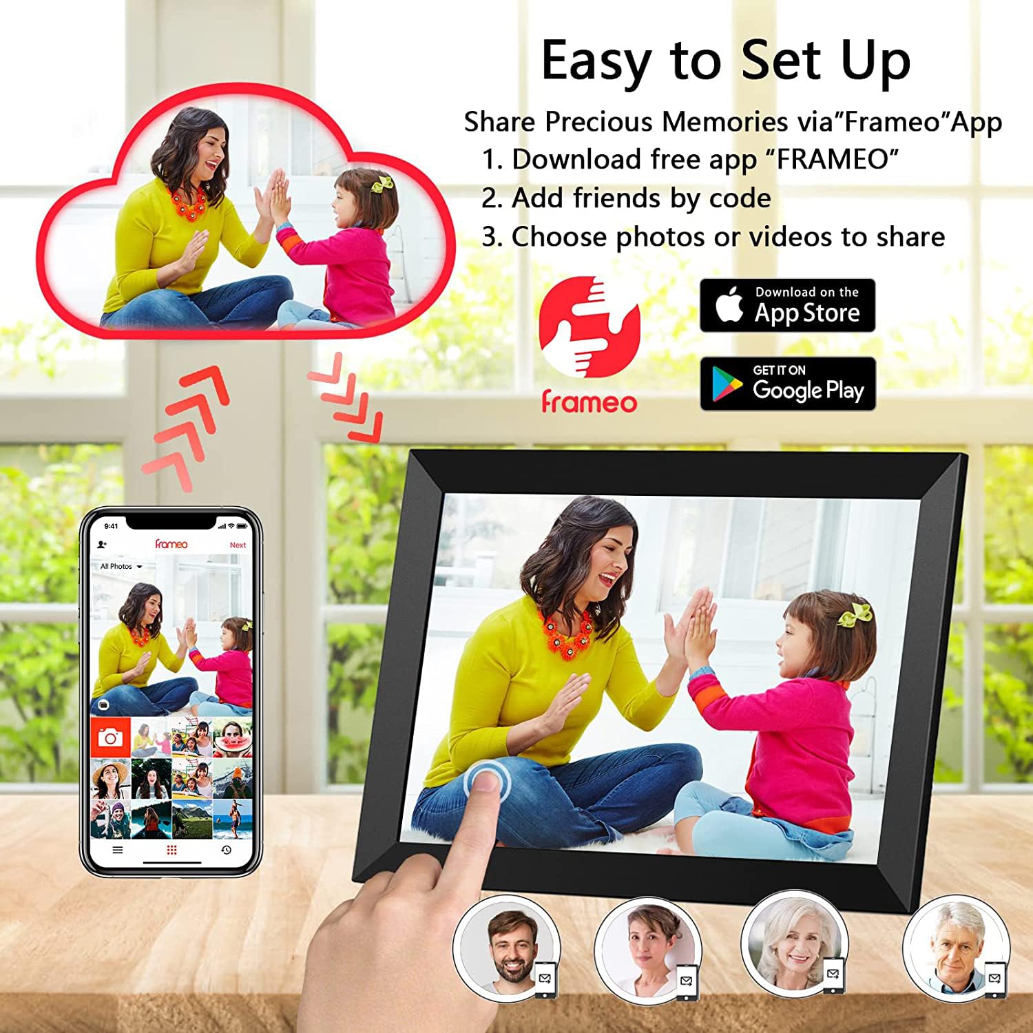 Frameo Digital Photo Frame, 10.1 Inch Wifi Digital Picture Frame With 1280X800 Ips Hd Touch Screen, 32Gb Storage Auto Rotate Wal