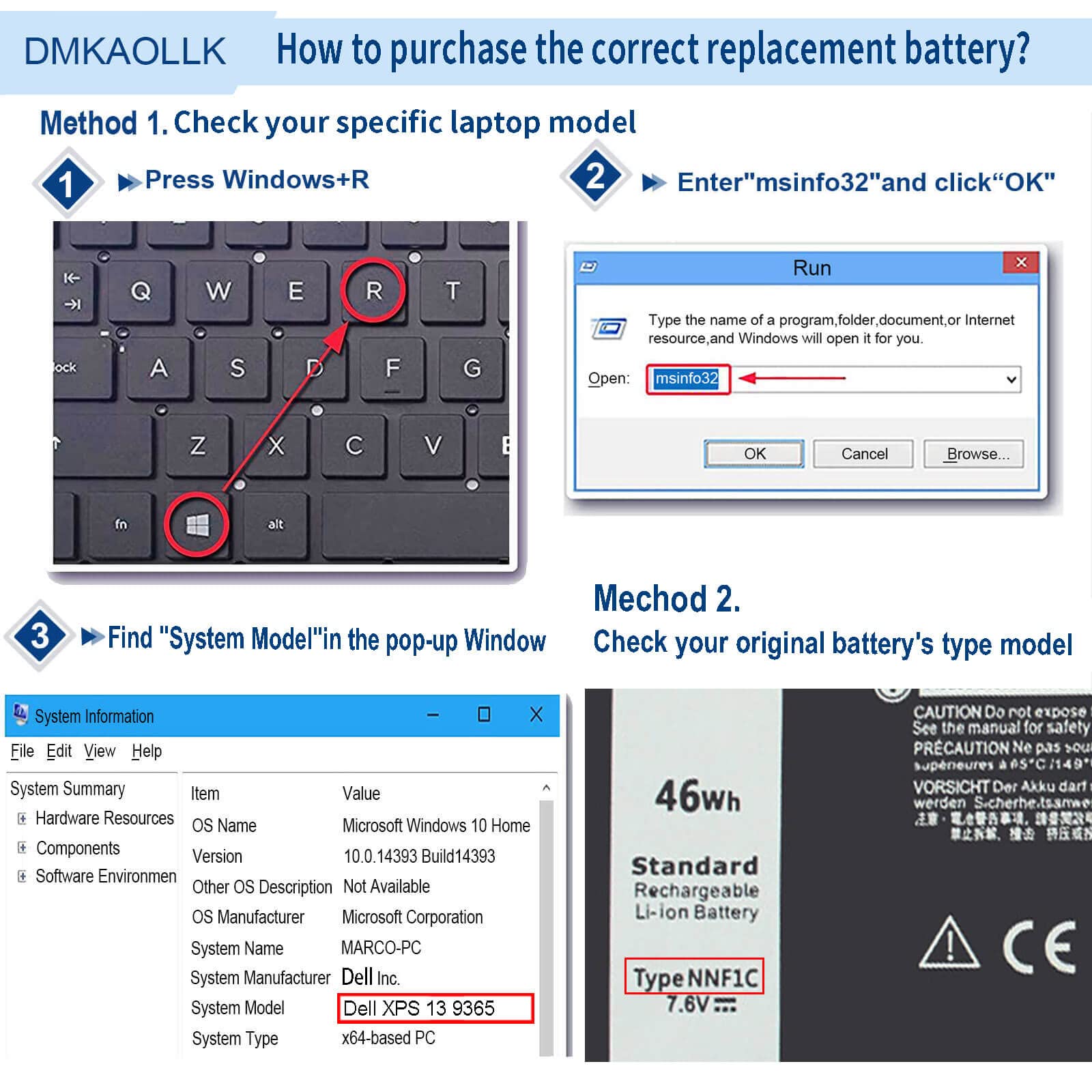 Dmkaollk Nnf1C Laptop Battery For Dell Xps 13 2 In 1 9365 Xps 13 9365 2 In 1 2017 Xps 13 9365 D1605Ts D1805Ts D2805Ts D3605Ts D3