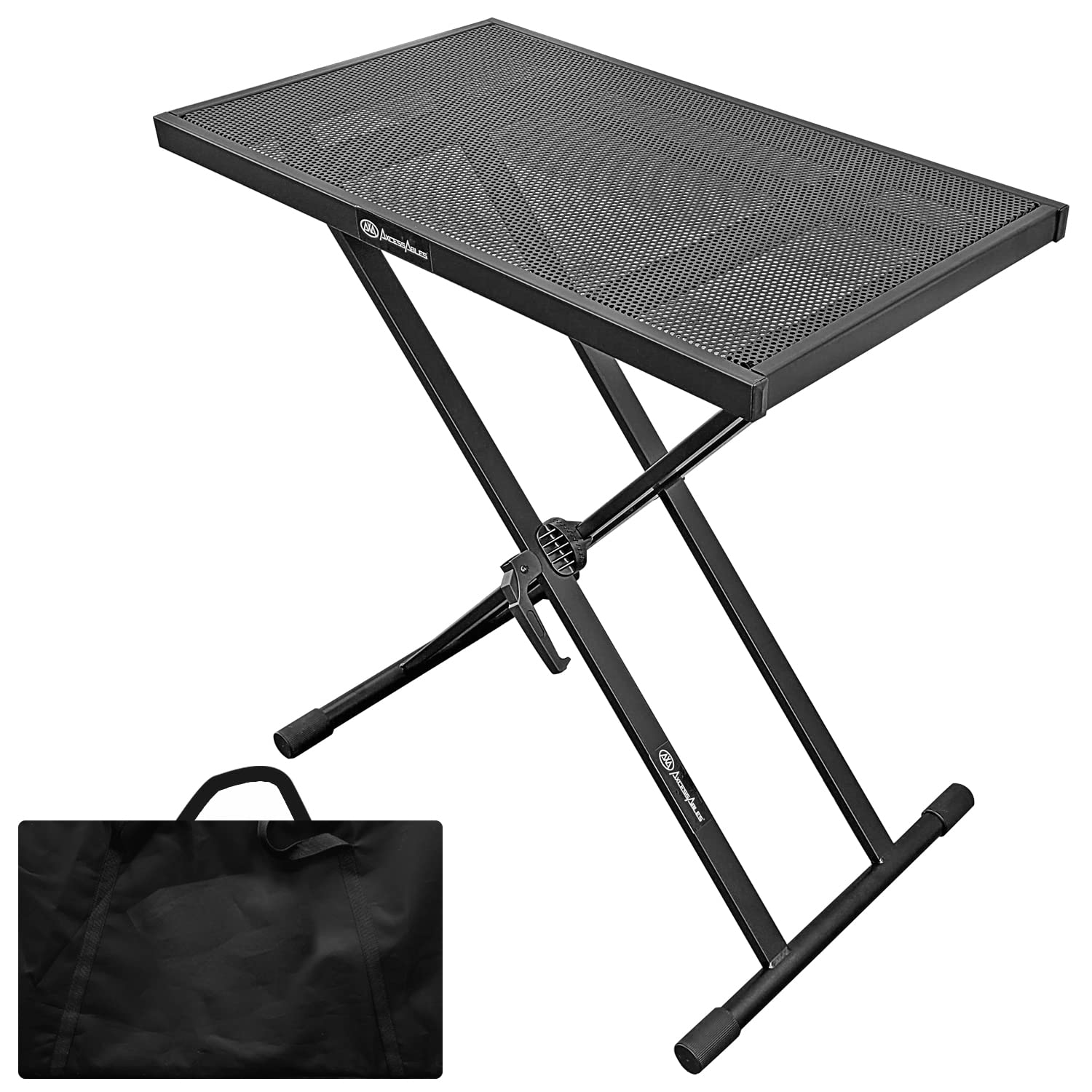 AxcessAbles Light Weight Portable DJ Table Stand with Gig Bag | X Style Keyboard Stand, Tabletop DJ Desk with Travel case | DJ T