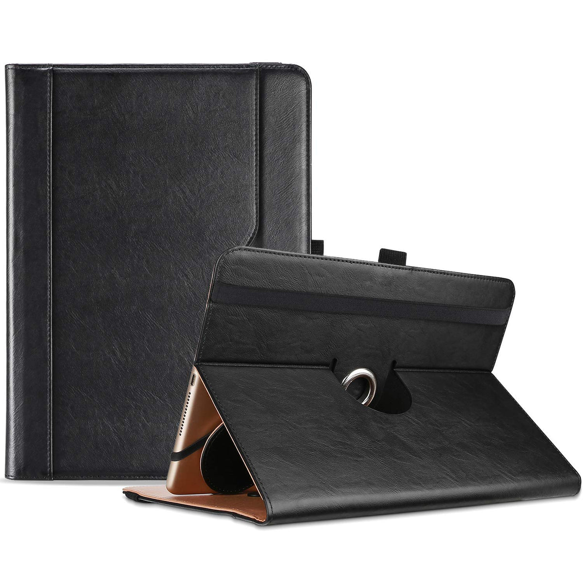 Procase 9' 10.1' Inch Universal Tablet Case, Protective Cover Stand Folio Case For 9 10 10.1 Inch Android Touchscreen Tablet, With 360 Degree Rotatable Kickstand And Multiple Viewing Angles  Black