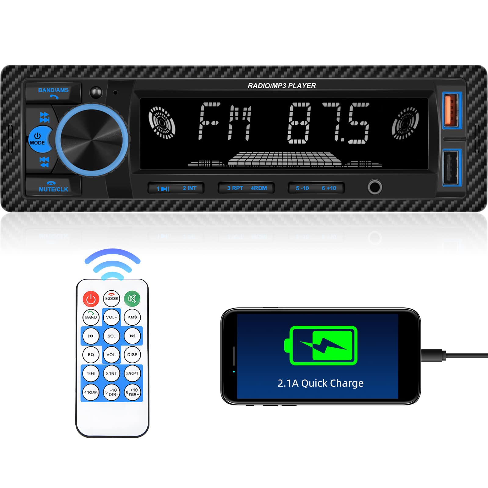 Unitopsci Single Din Bluetooth Multimedia Car Stereo Radio Bluetooth Hands Free Calling Audio Receiver Fm Radio Car Mp3 Player A