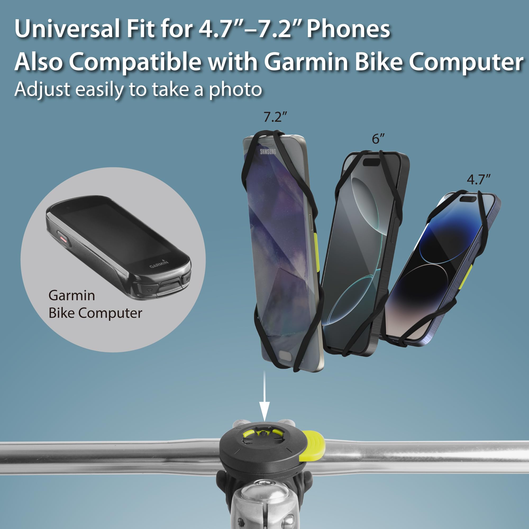 Bone Bike Tie Connect Kit 3, Magnetic Bicycle Phone Mount For Stem, Detachable & 360 Rotatable Silicone Mtb Holder, Cycling Phon