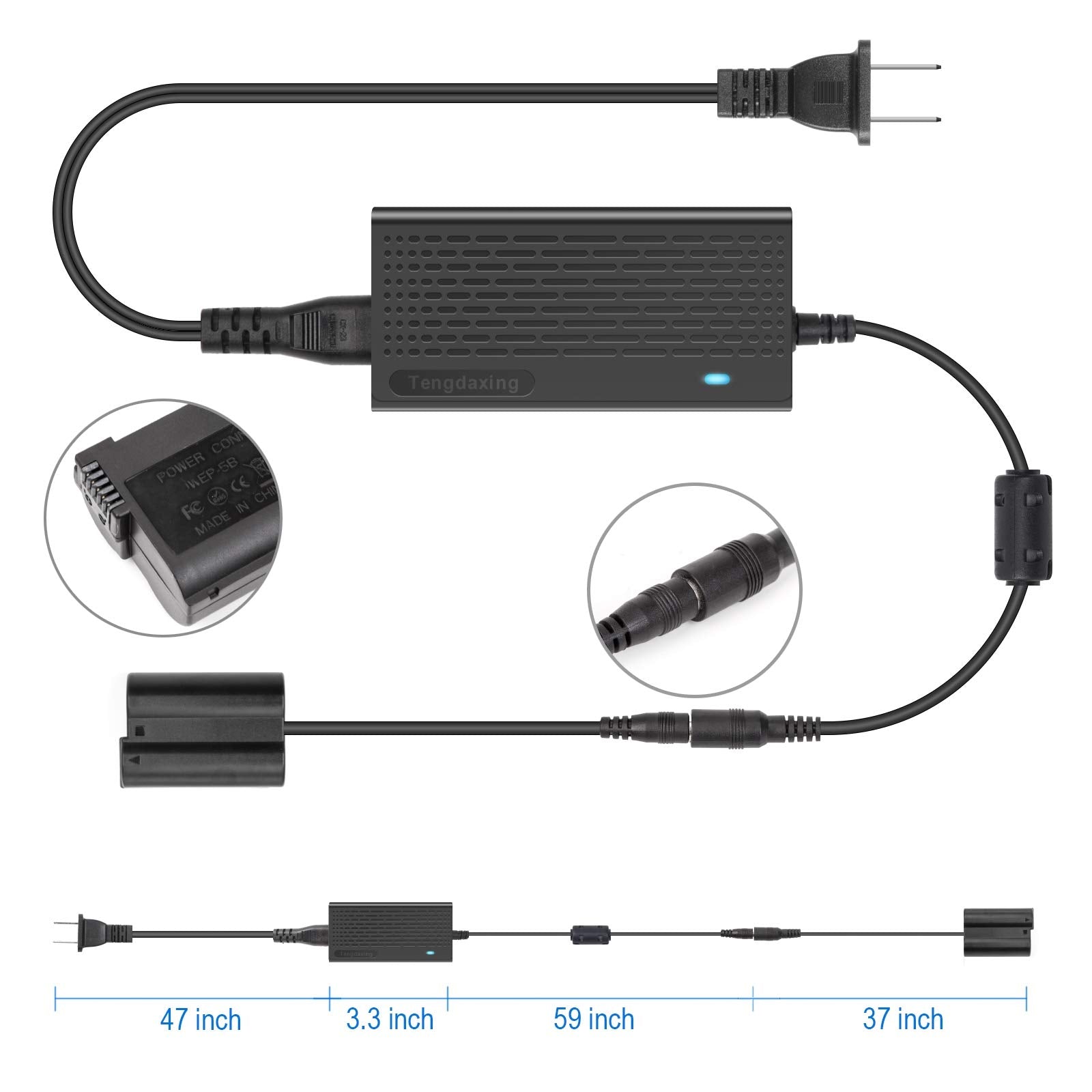 Tengdaxing En El15 Dummy Battery Eh 5 Ep 5B Power Adapter Kit For Nikon D500, D600, D610, D750, D780, D800, D800E, D810, D810A, D7000, D7100, D7200,Z5, Z6, Z6 Ii, Z7, Z7 Ii, Cameras