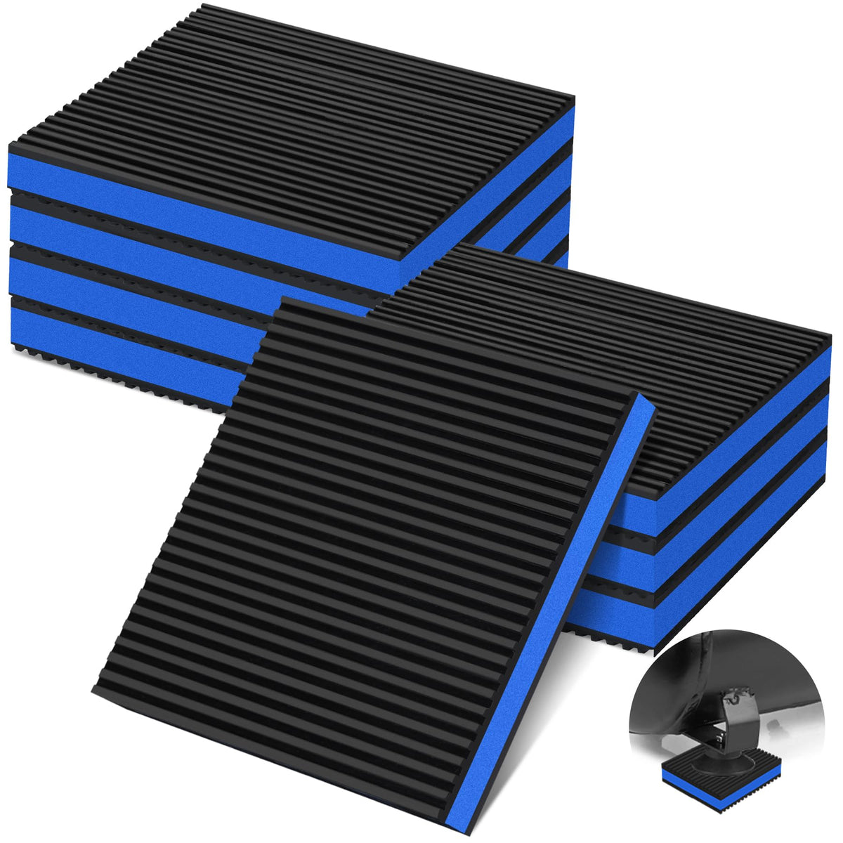 Phepetroll 8 Pack Anti Vibration Pads 6'' X 6'' X 7/8'' Sound Isolation Ribbed Rubber Mats With Eva Center, Heavy Duty Vibration