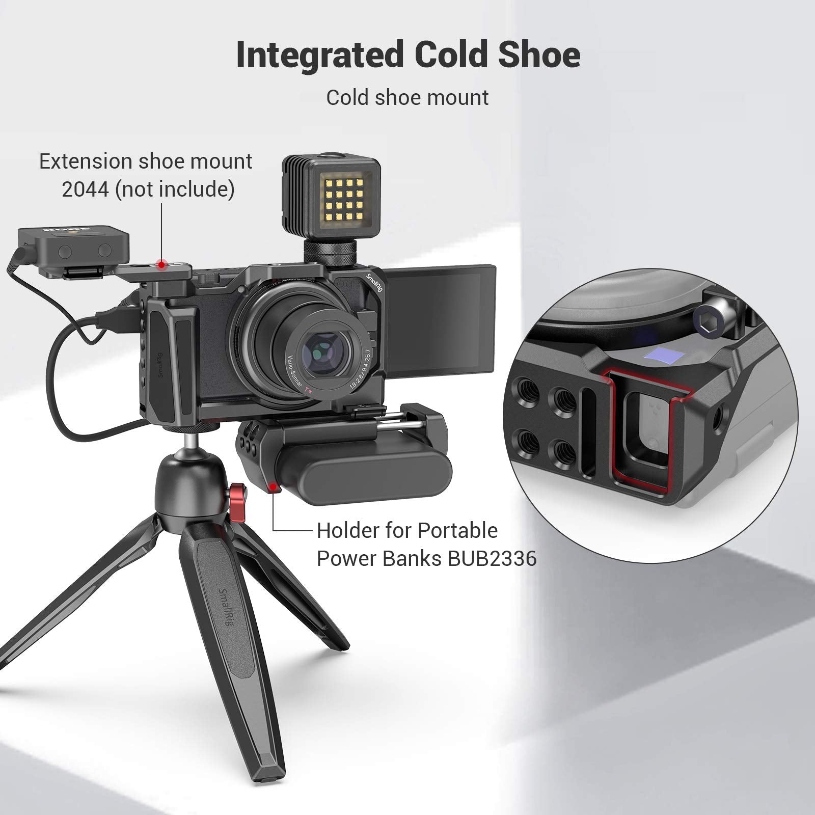 Smallrig Camera Cage For Sony Zv-1 Ii/Zv-1F / Zv-1 Camera, With Silicone Gel Grip, Cold Shoe Mount - 2938