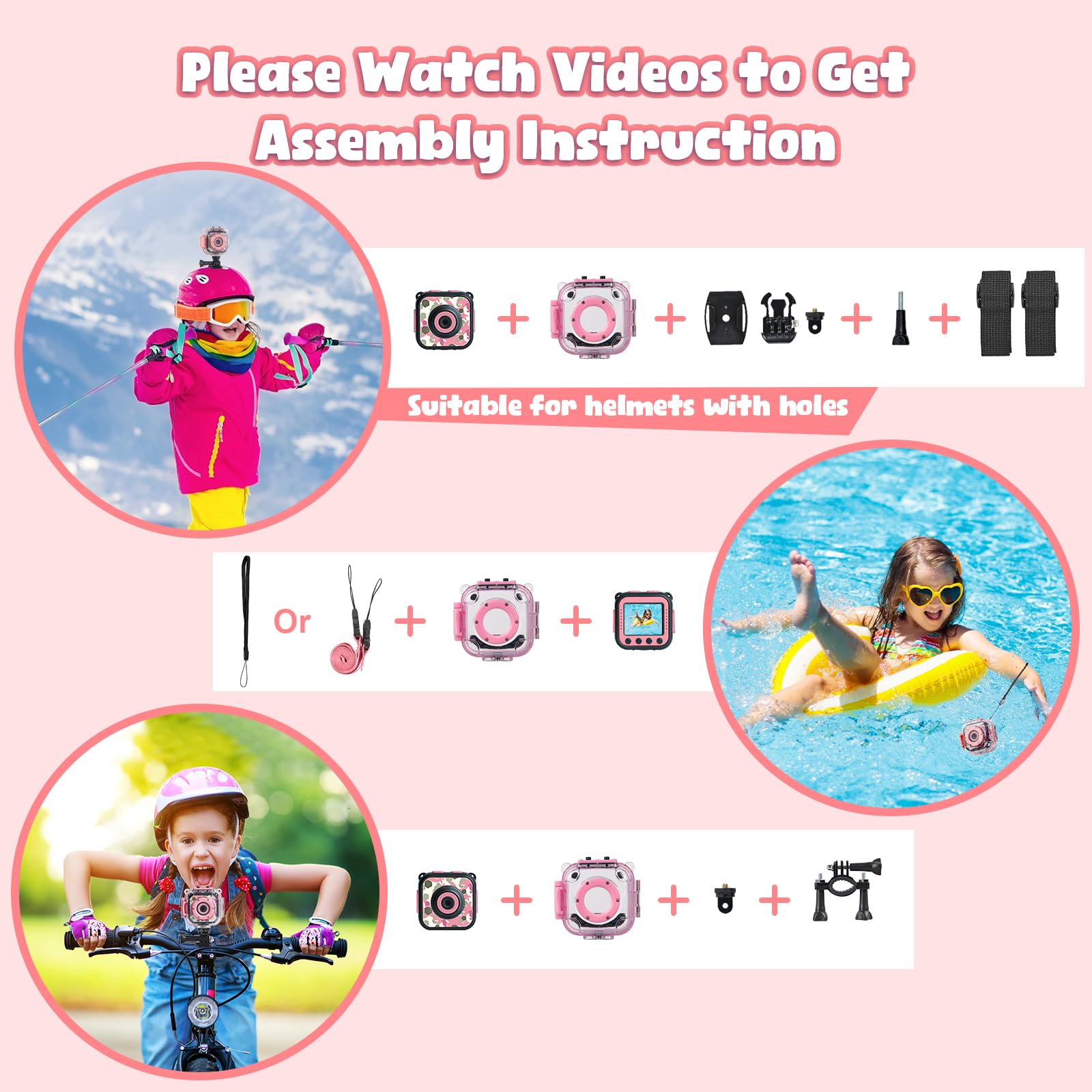 Prograce Kids Waterproof Camera Girls - Kids Video Camera Underwater 1080P Hd Children Camcorder Digital Cameras For Girls Chris