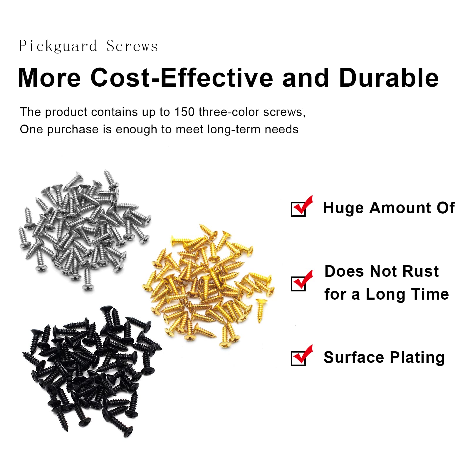 Saphue 3Mm Electric Guitar Bass Pickguard Screws Pick Guards Scratch Plate Mounting Screws For Fender Strat St Tele Tl Stratocas