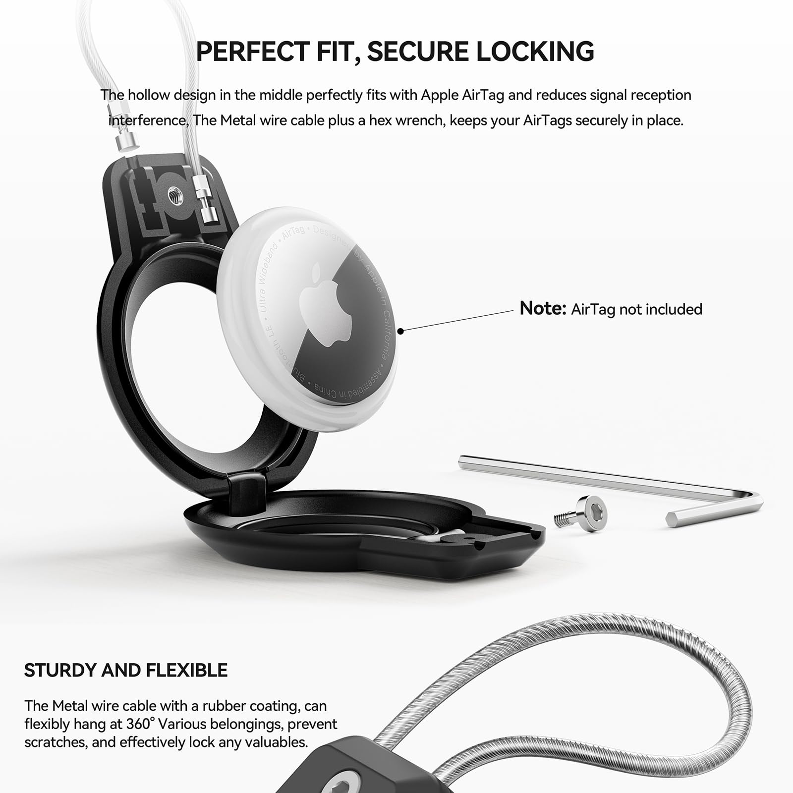 Gitfos Airtag Holder, 4 Pack Airtag Keychain Holder With Wire Cable   Robust & 360 Protective Fit Apple Airtag Holder For Luggag