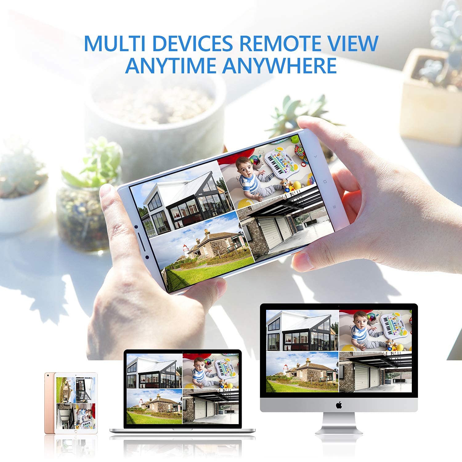 Maysly Home Security Camera System Wireless, 8Ch 1080P Surveillance Nvr Kits With 4Pcs 2.0Mp Cameras Outdoor & Indoor With 65Ft