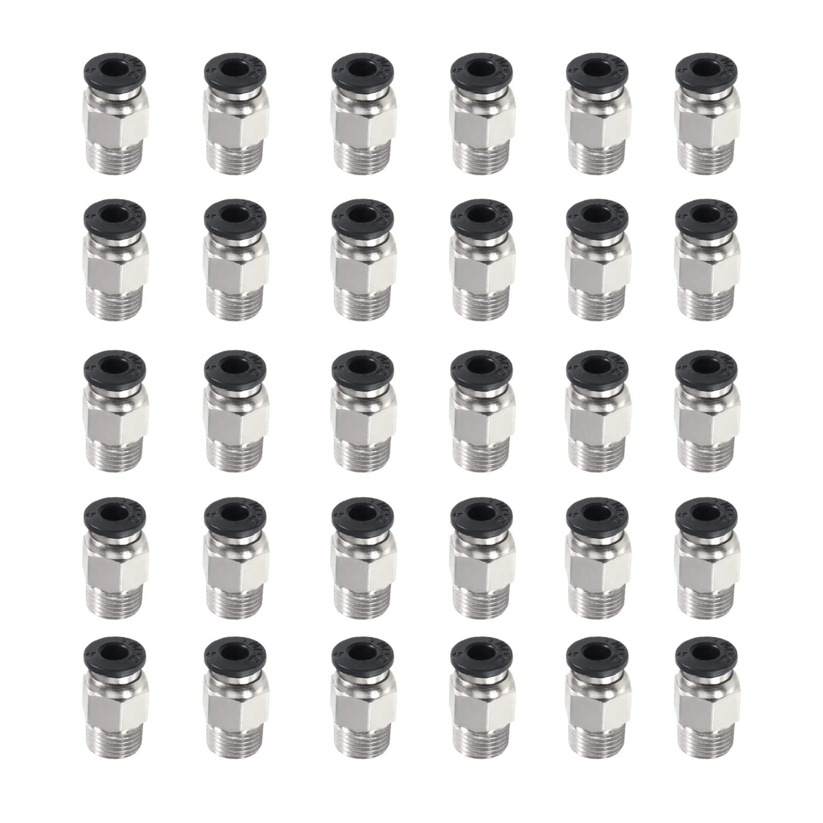 Aediko 30Pcs Pc4 M10 Pneumatic Fittings Straight Pneumatic Push In Quick Connector For 3D Printer