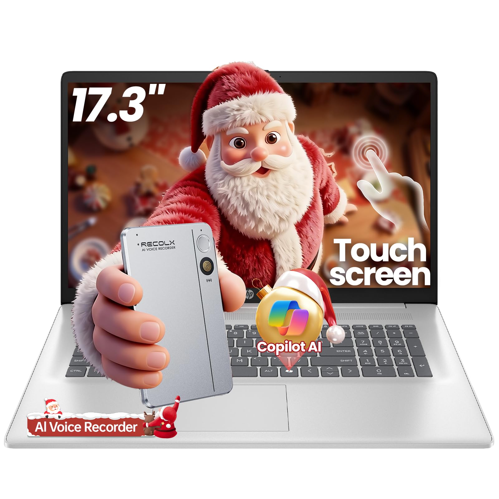 HP 17.3 Touchscreen Laptop, 13th Gen Intel 12-Core Ultra 7 255U, Copilot AI &12 Tops NPU, WiFi 6& BT 5.4, Fingerprint Reader, Ba